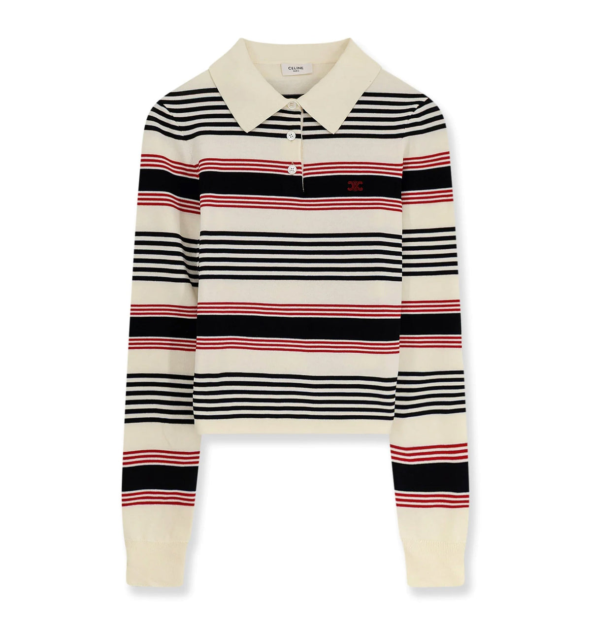 Polo Sweater in Striped Cotton