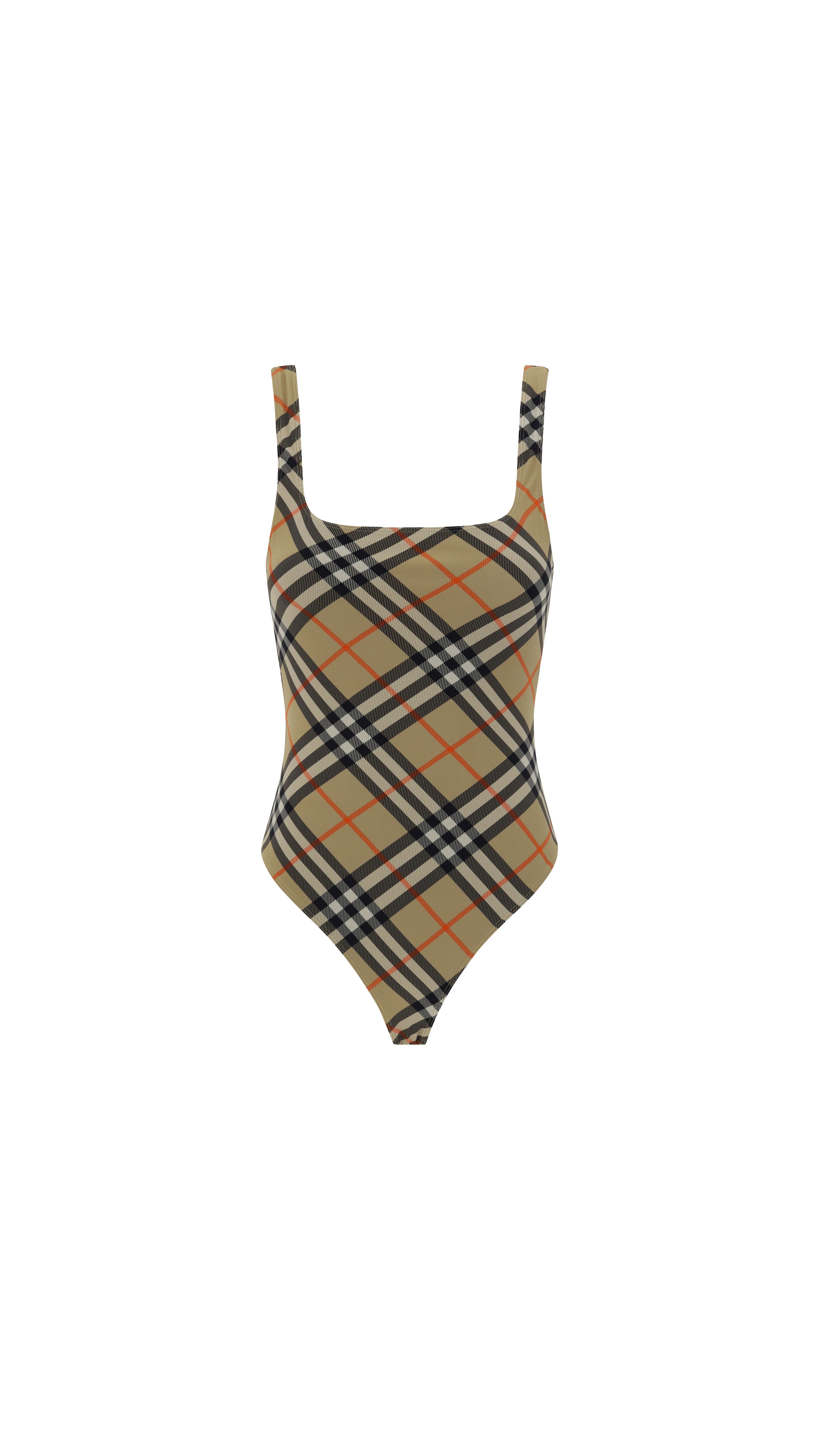 Check One Piece Swimwear - Neutrals