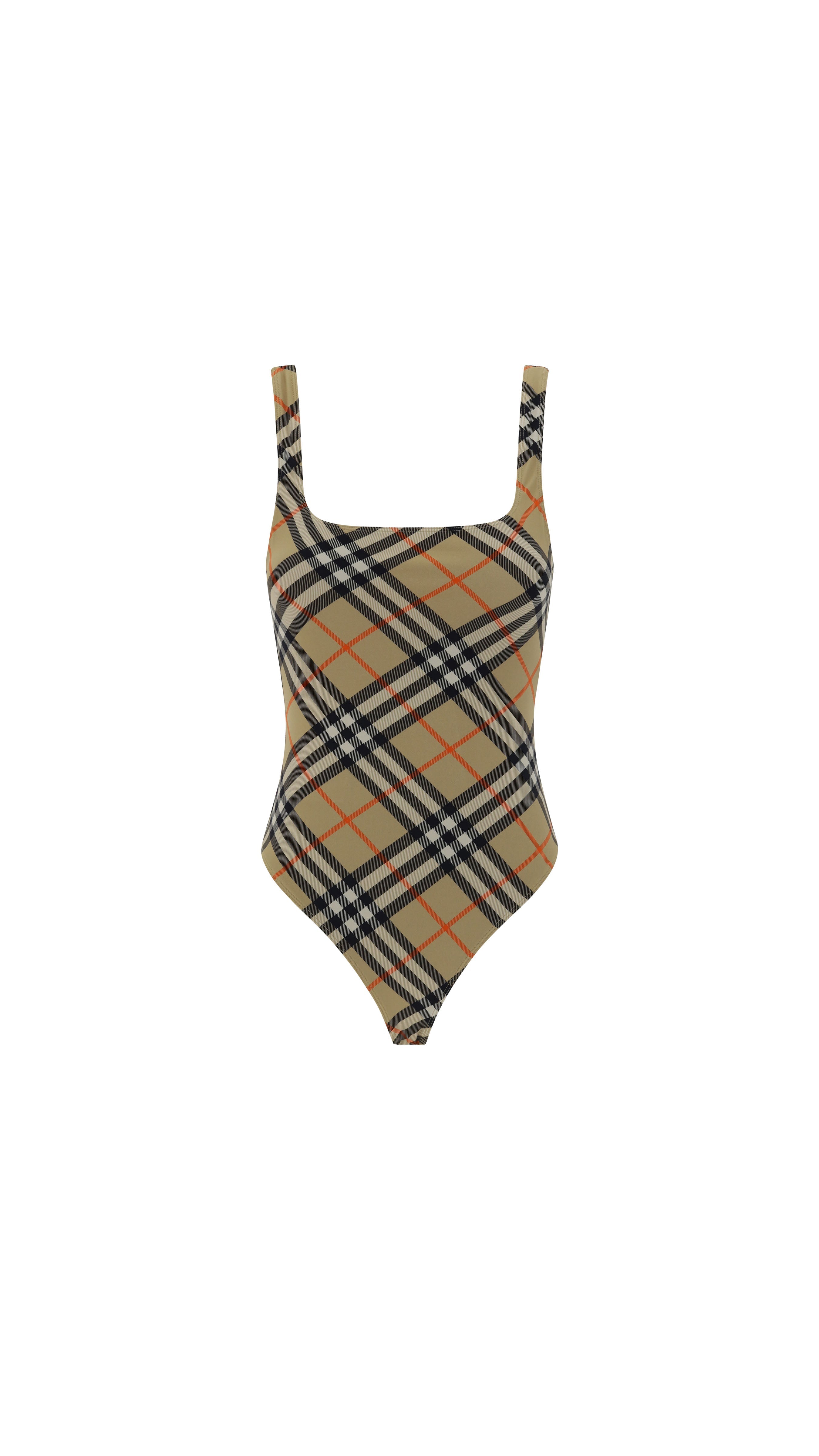 Check One Piece Swimwear - Neutrals