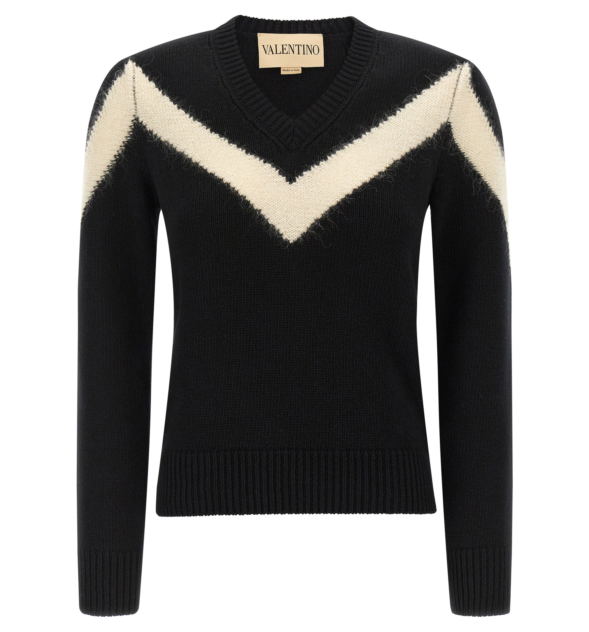 V-Logo Chevron Wool & Cashmere Sweater