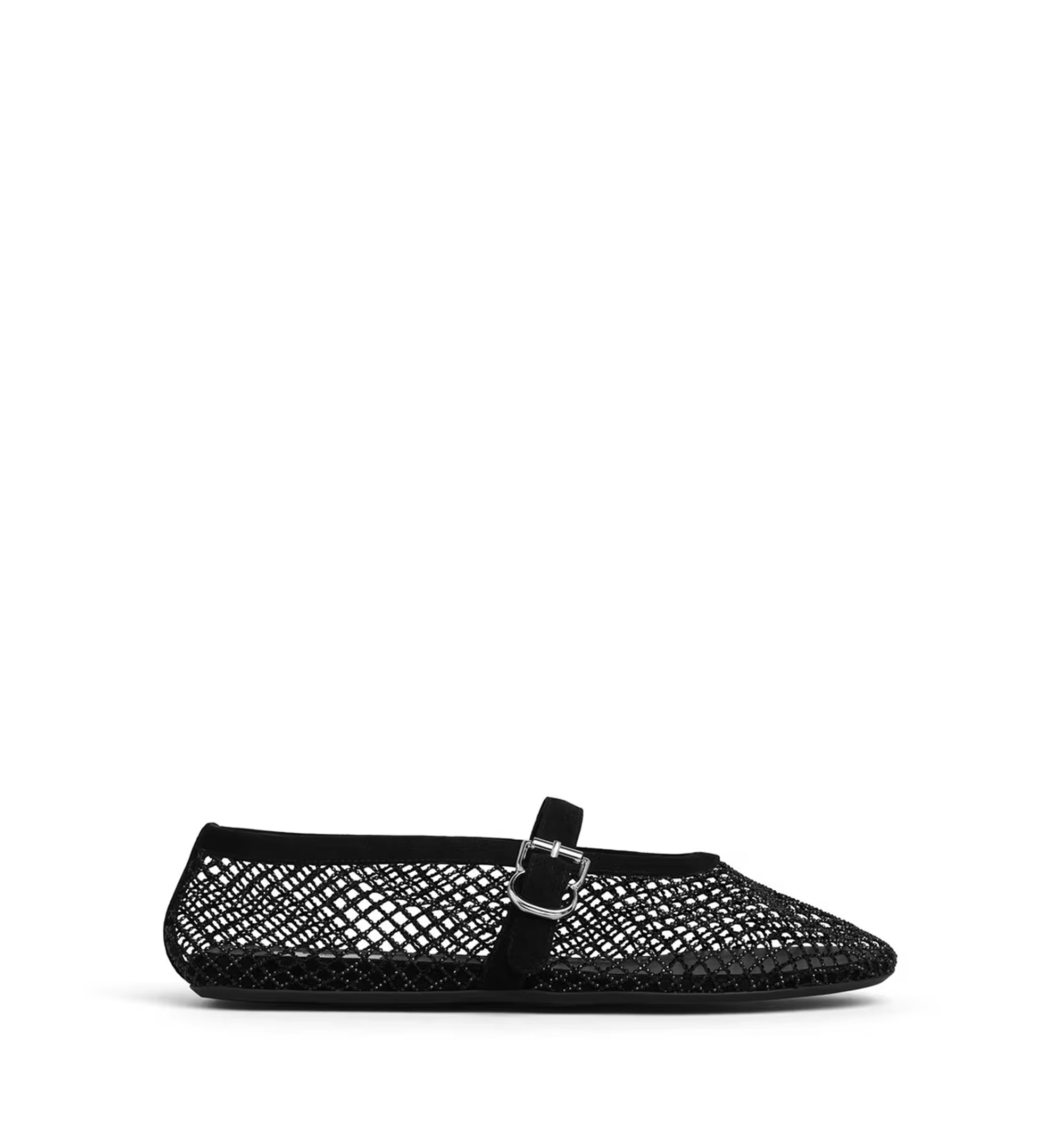 Flat mesh ballet flats with rhinestone detail