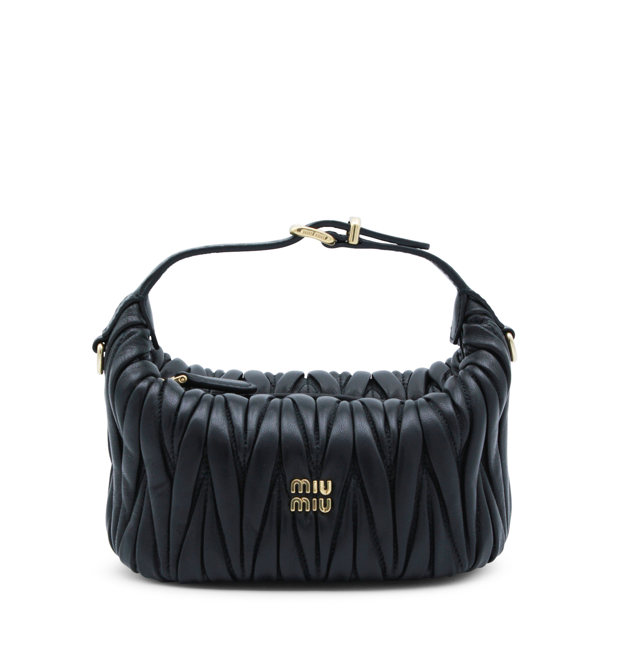 Matelassé nappa leather pouch