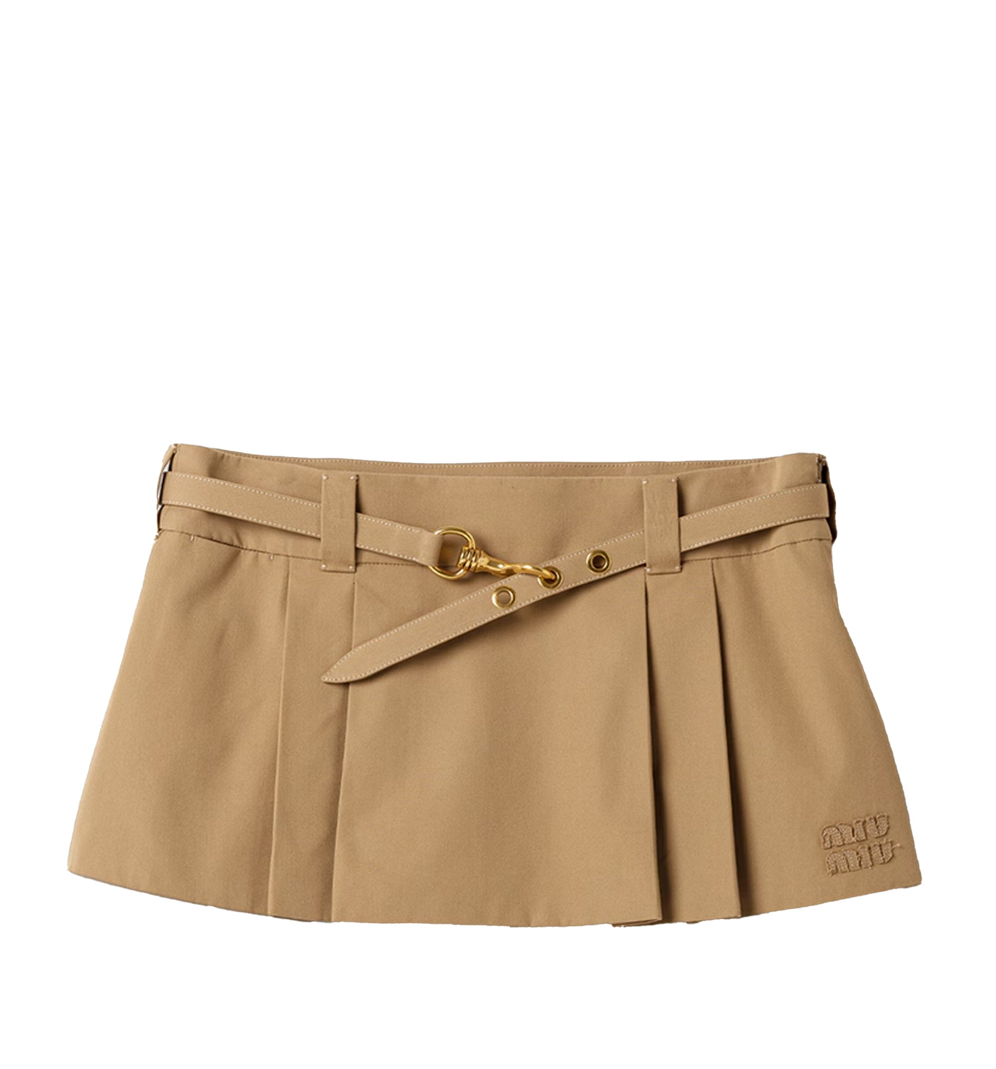 Pleated poplin miniskirt