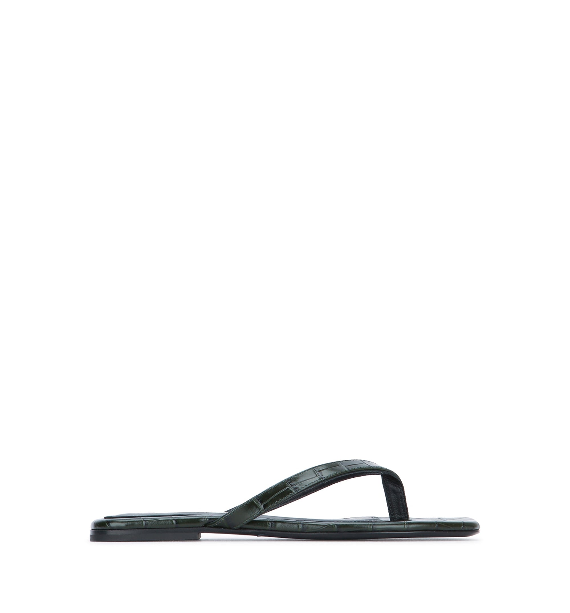 Croco-Embossed Leather Sandals