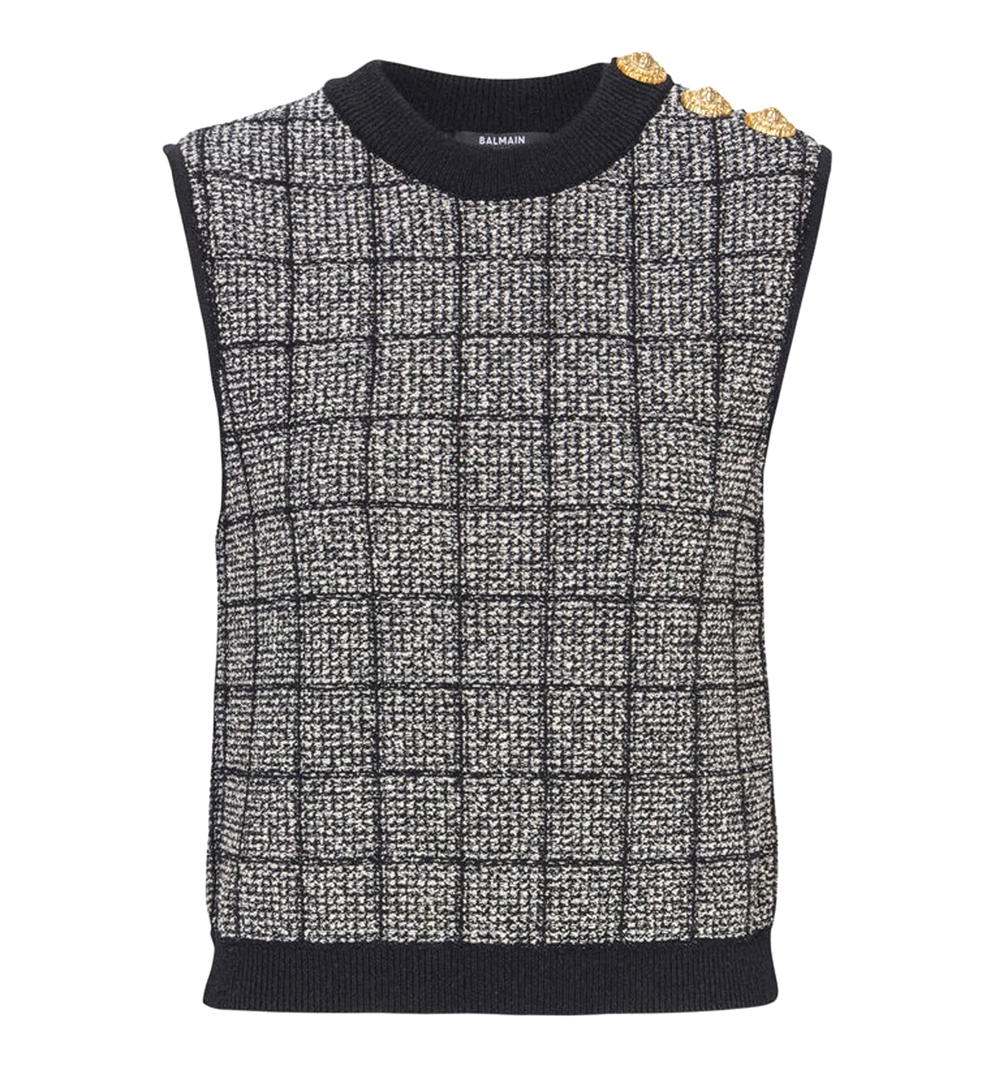Tweed crop top with buttons