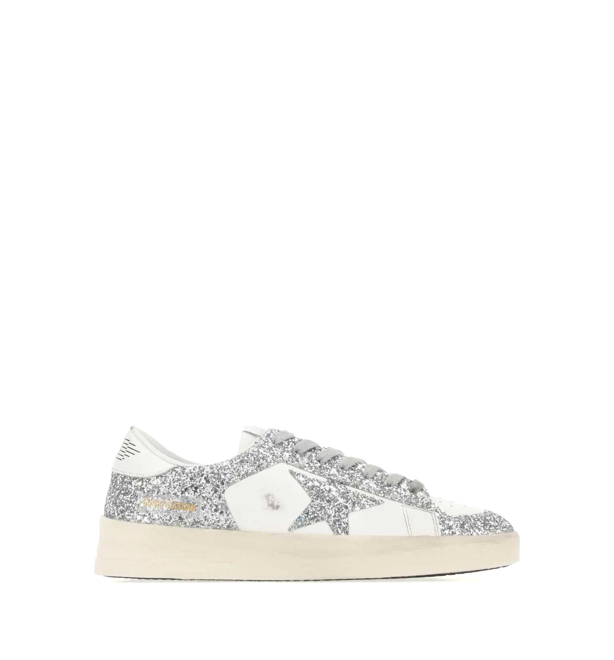 Stardan Sneakers In White Leather And Glitter