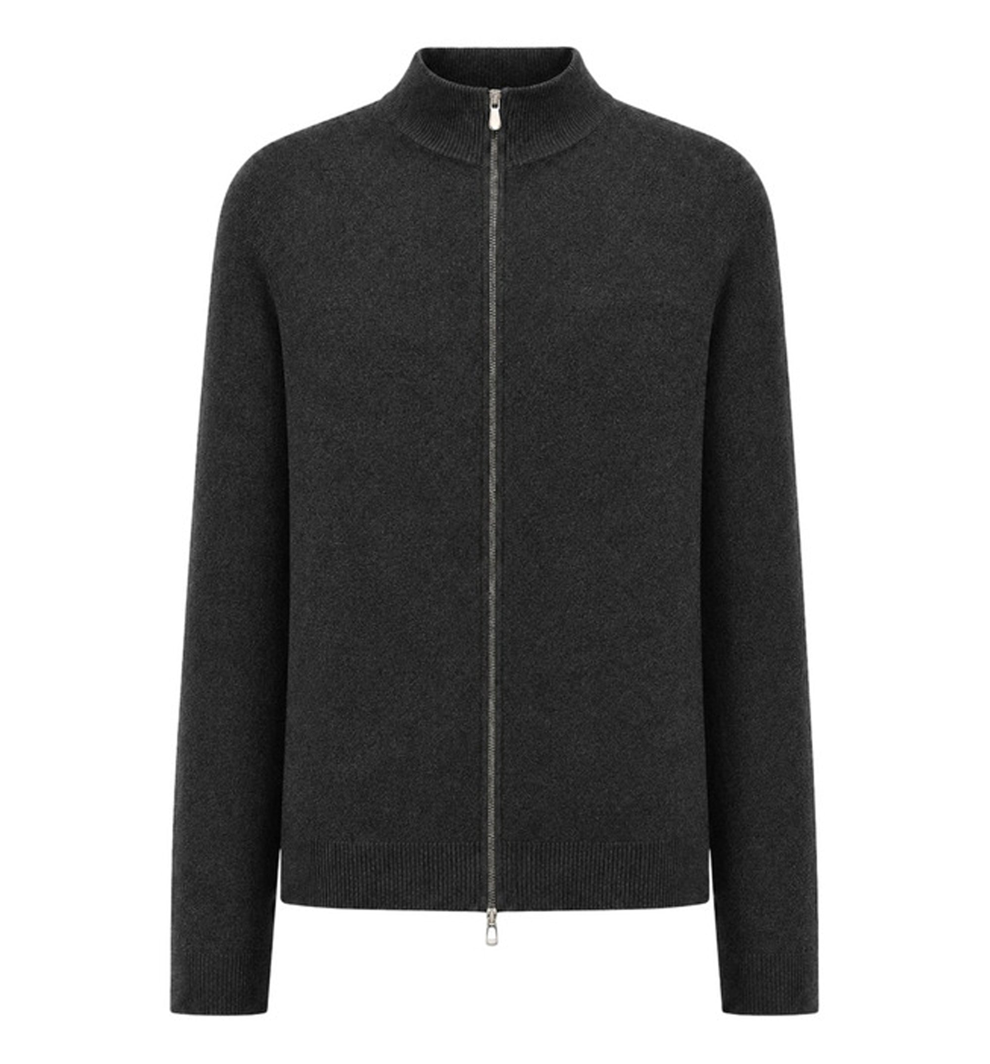Cashmere high-neck cardigan with zipper