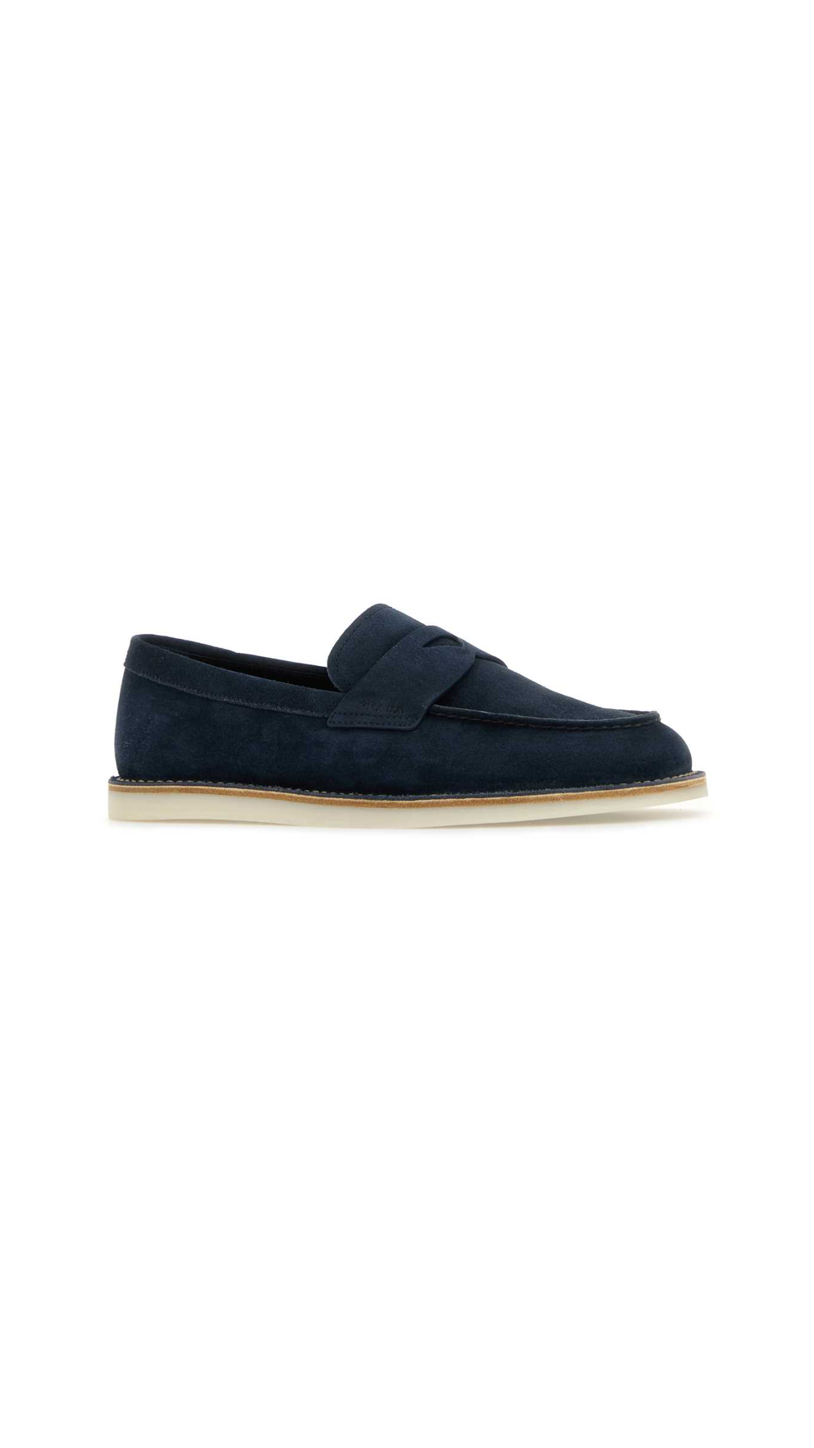 Bleached Suede Loafers - Navy