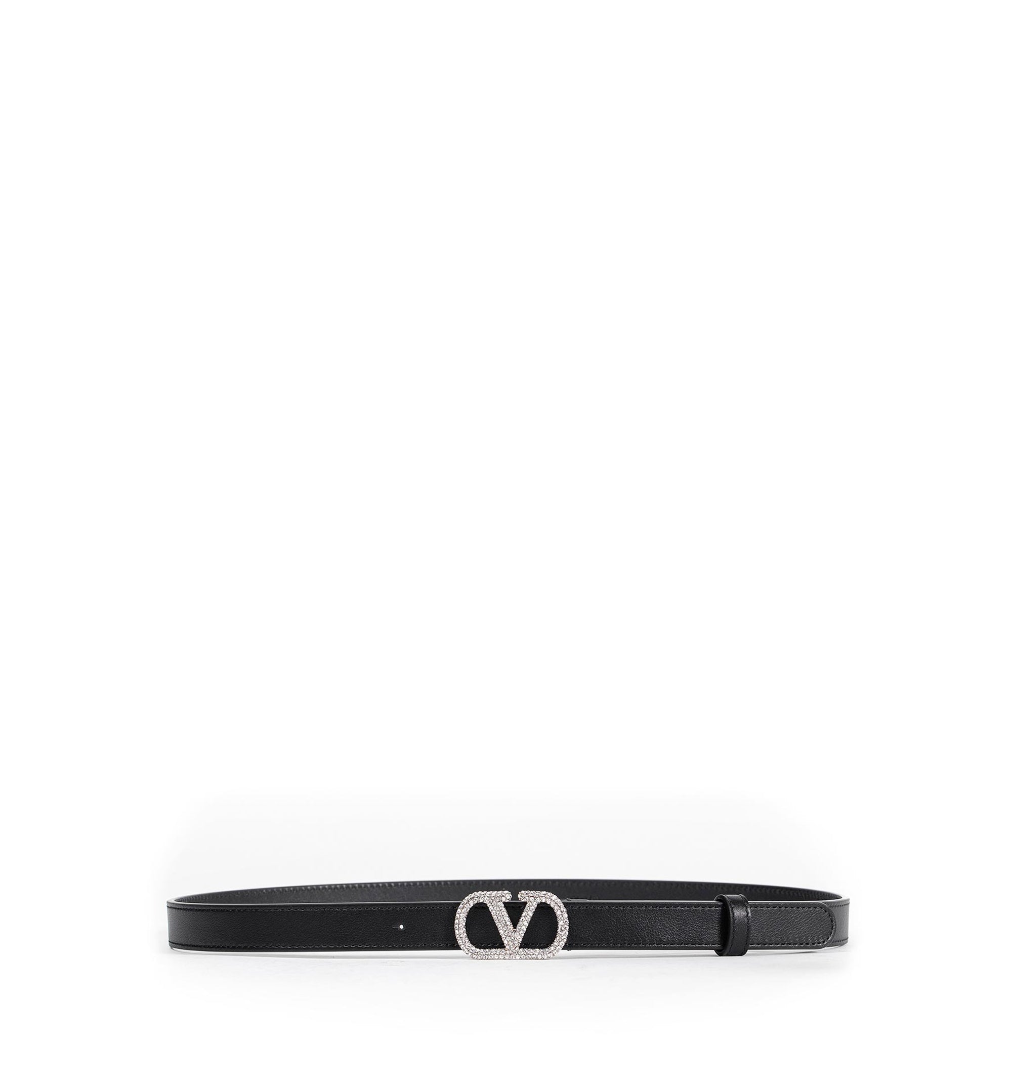 VLogo Signature Crystal-Embellished Leather Belt