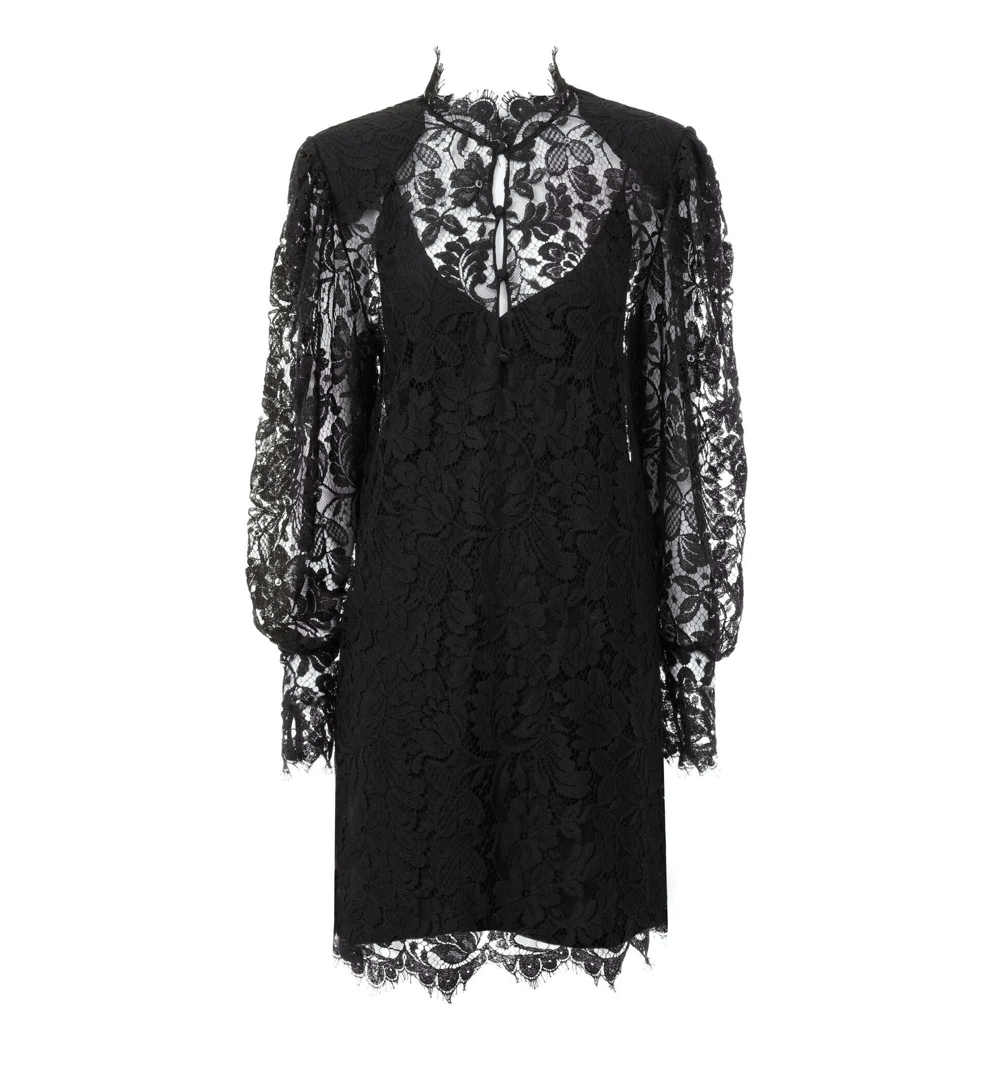 Long-sleeve mini dress in lace