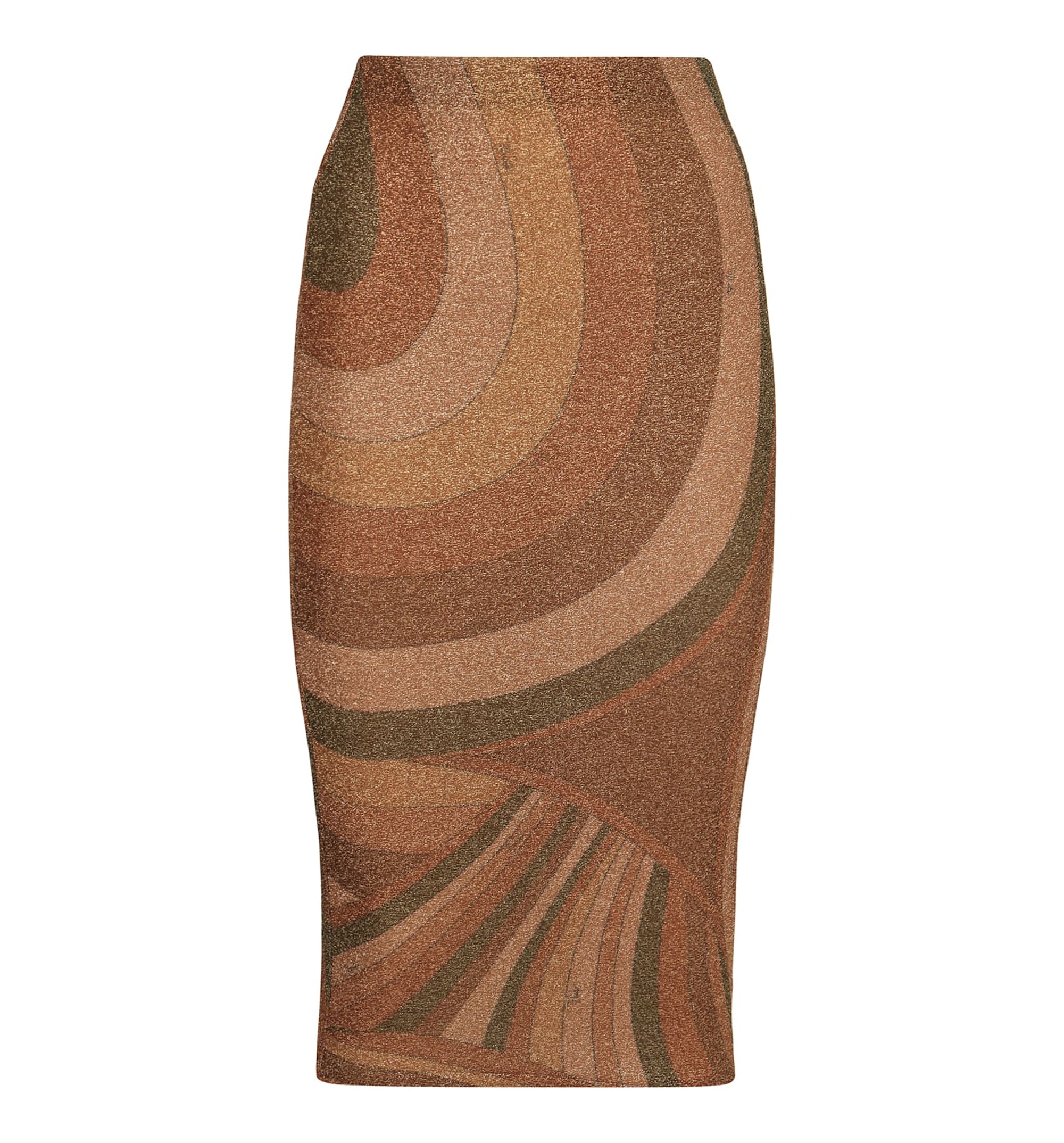 Iride Print Lamé Jersey Midi Skirt