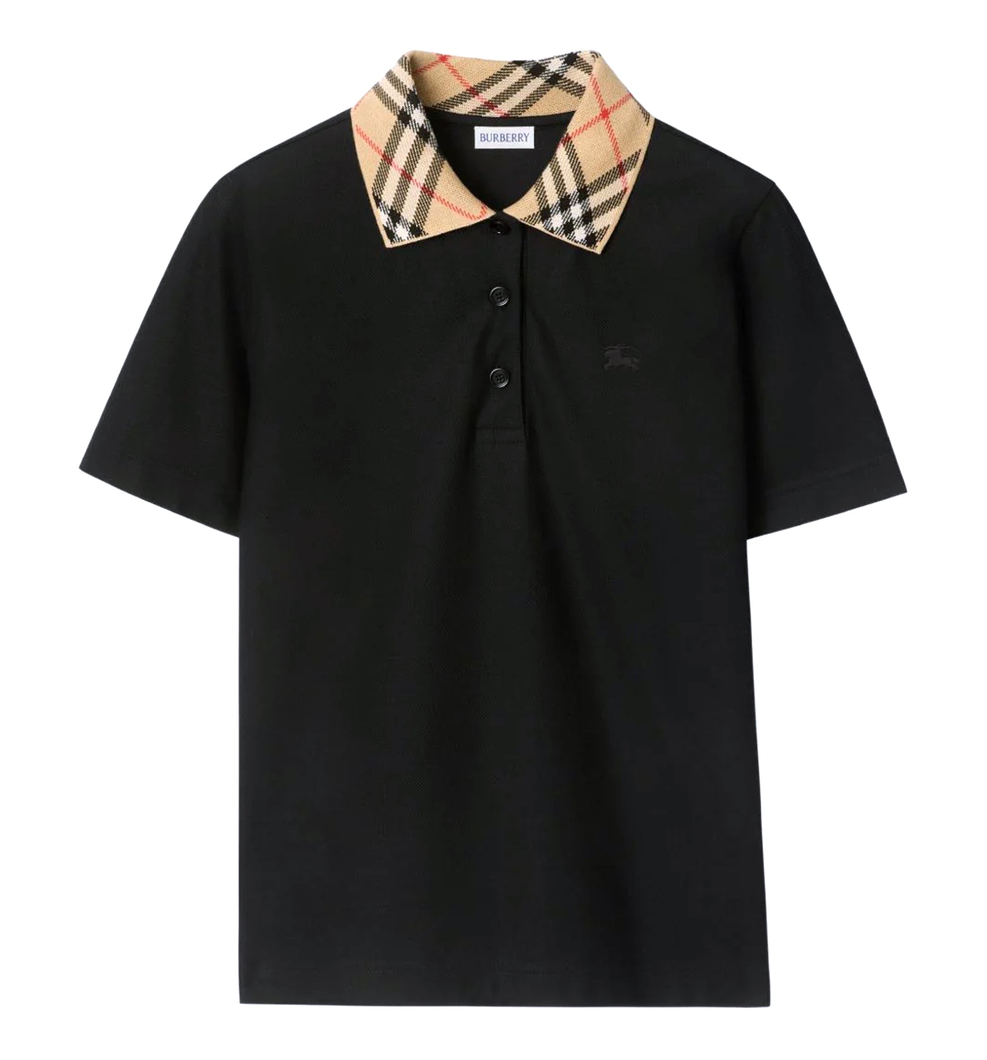 Check Collar Cotton Polo Shirt