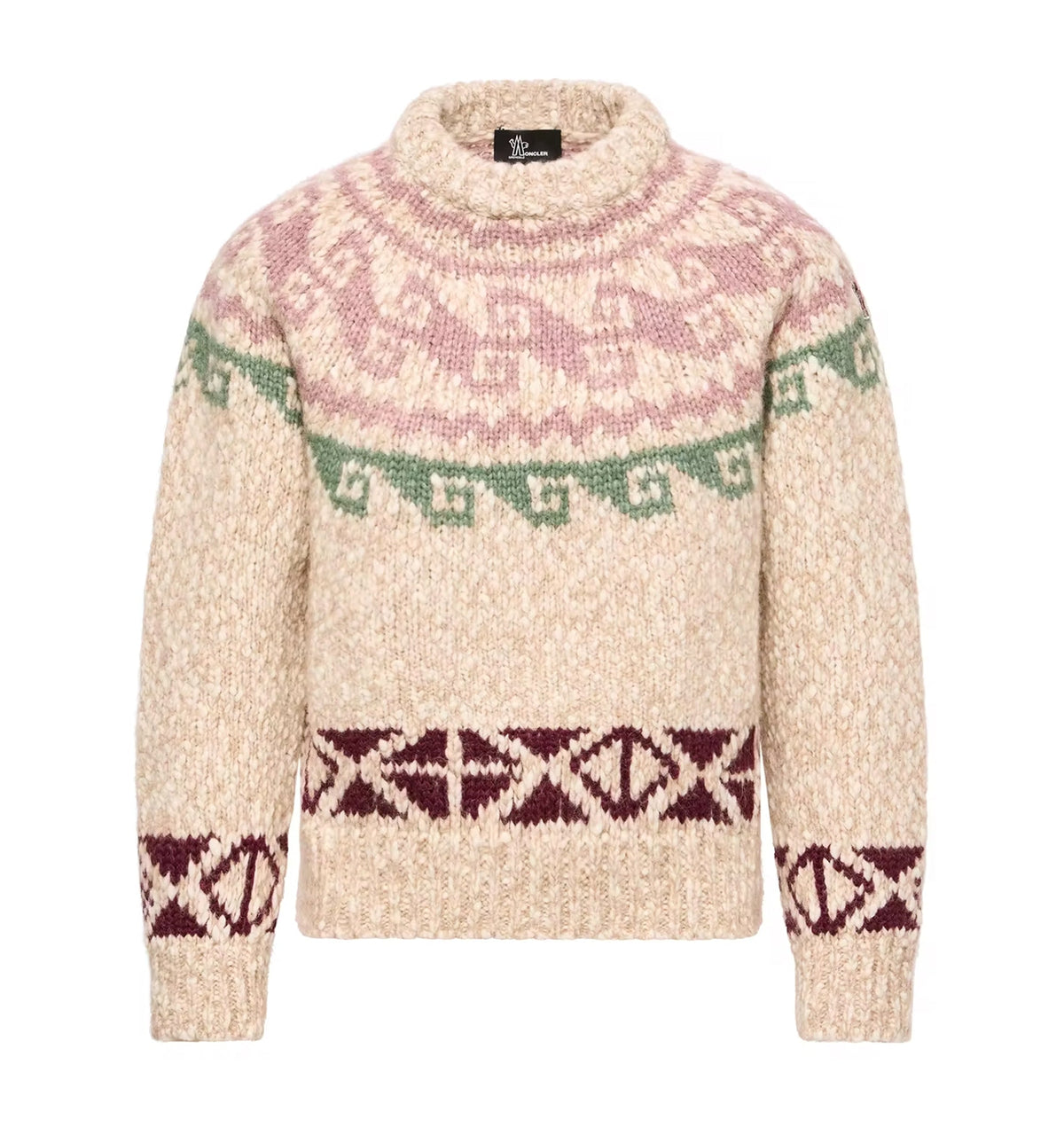 Geometric Jacquard Wool Blend Sweater