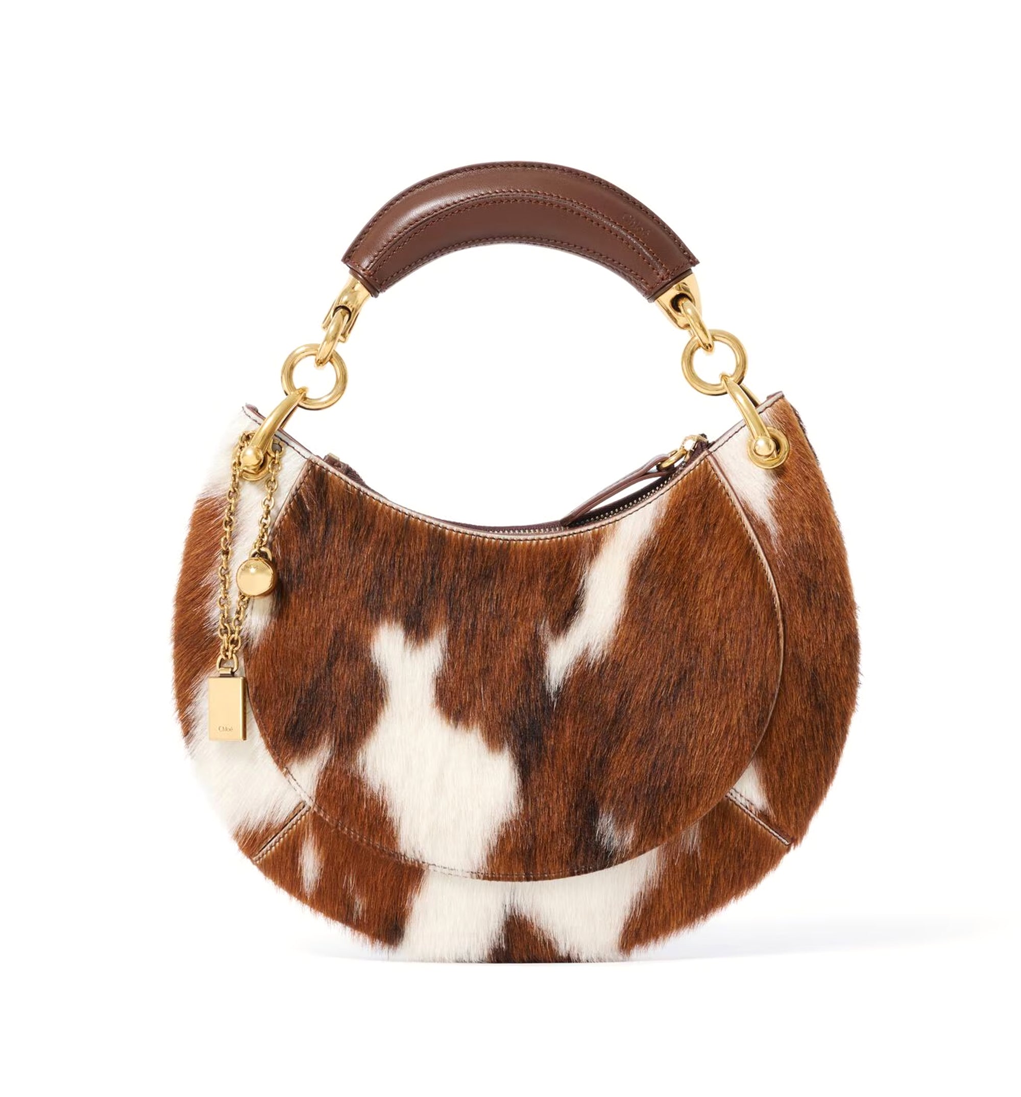 Small Chloé Banana zipped hobo bag in hair-on leather