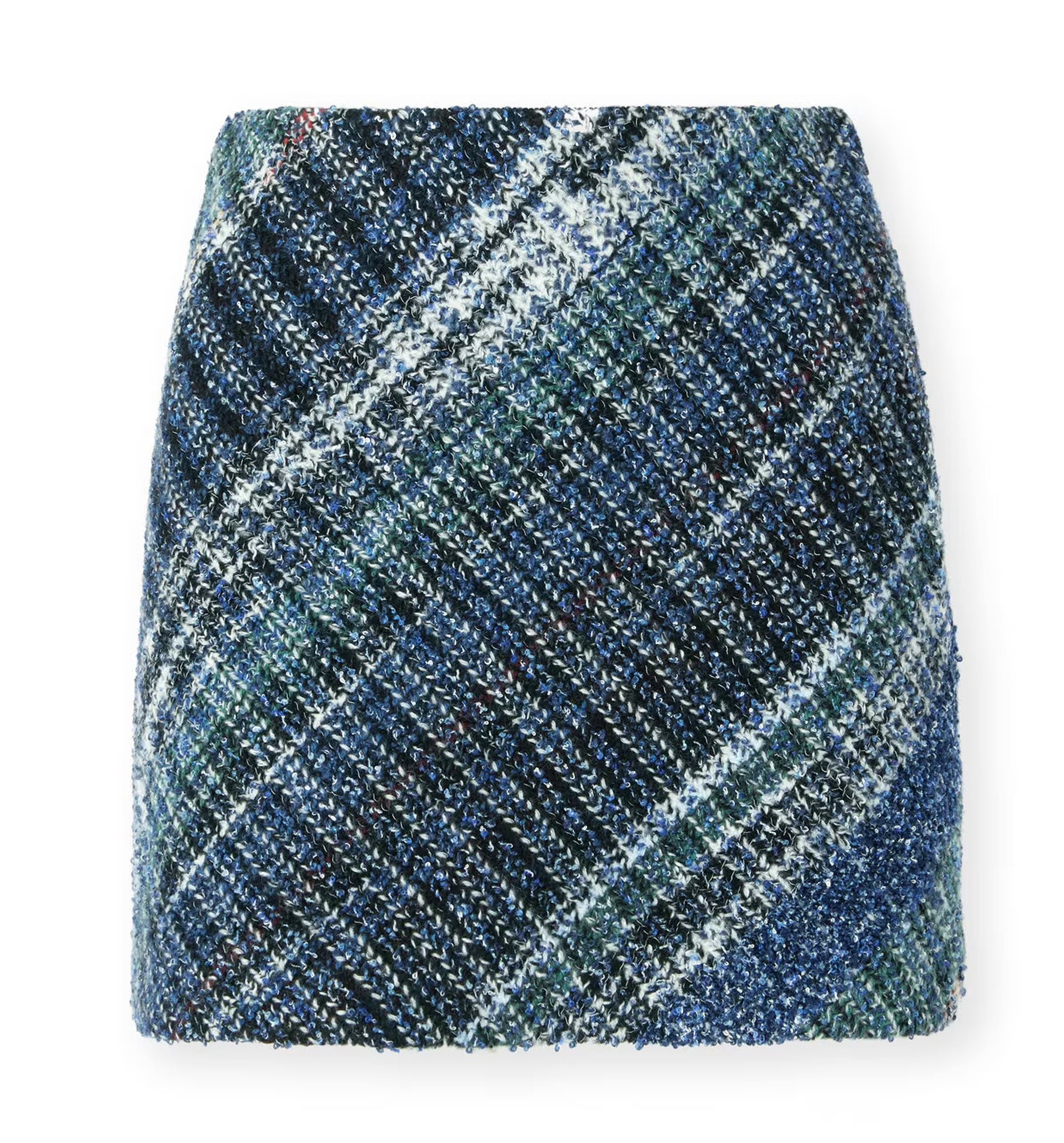 Wool-blend check mini skirt