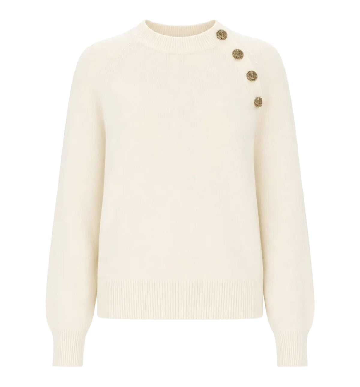 Button-embellished raglan-sleeve sweater