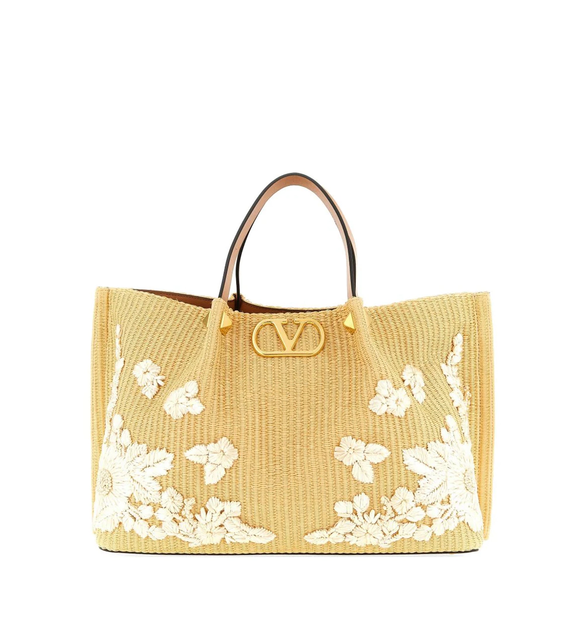 VLogo Signature Medium Rafia Tote