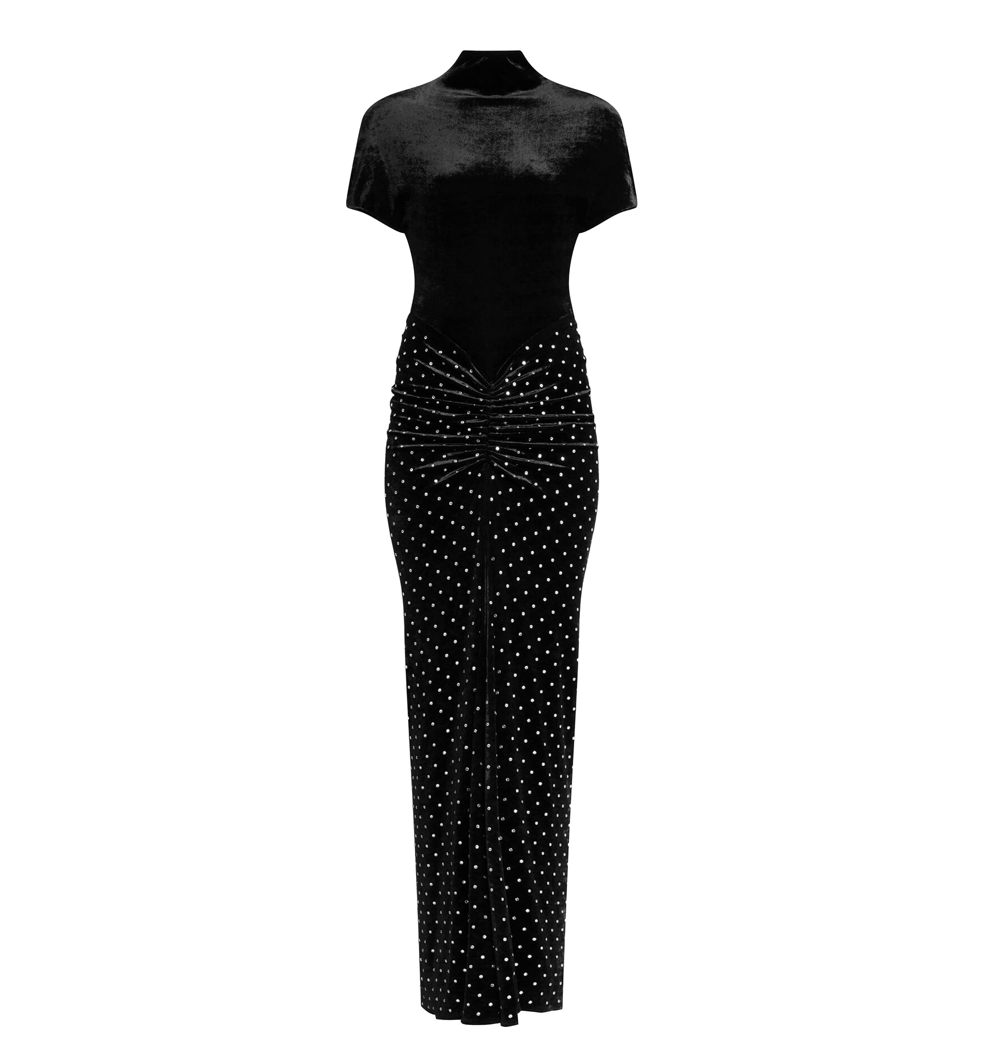 Draped Strass Velvet Jersey Dress