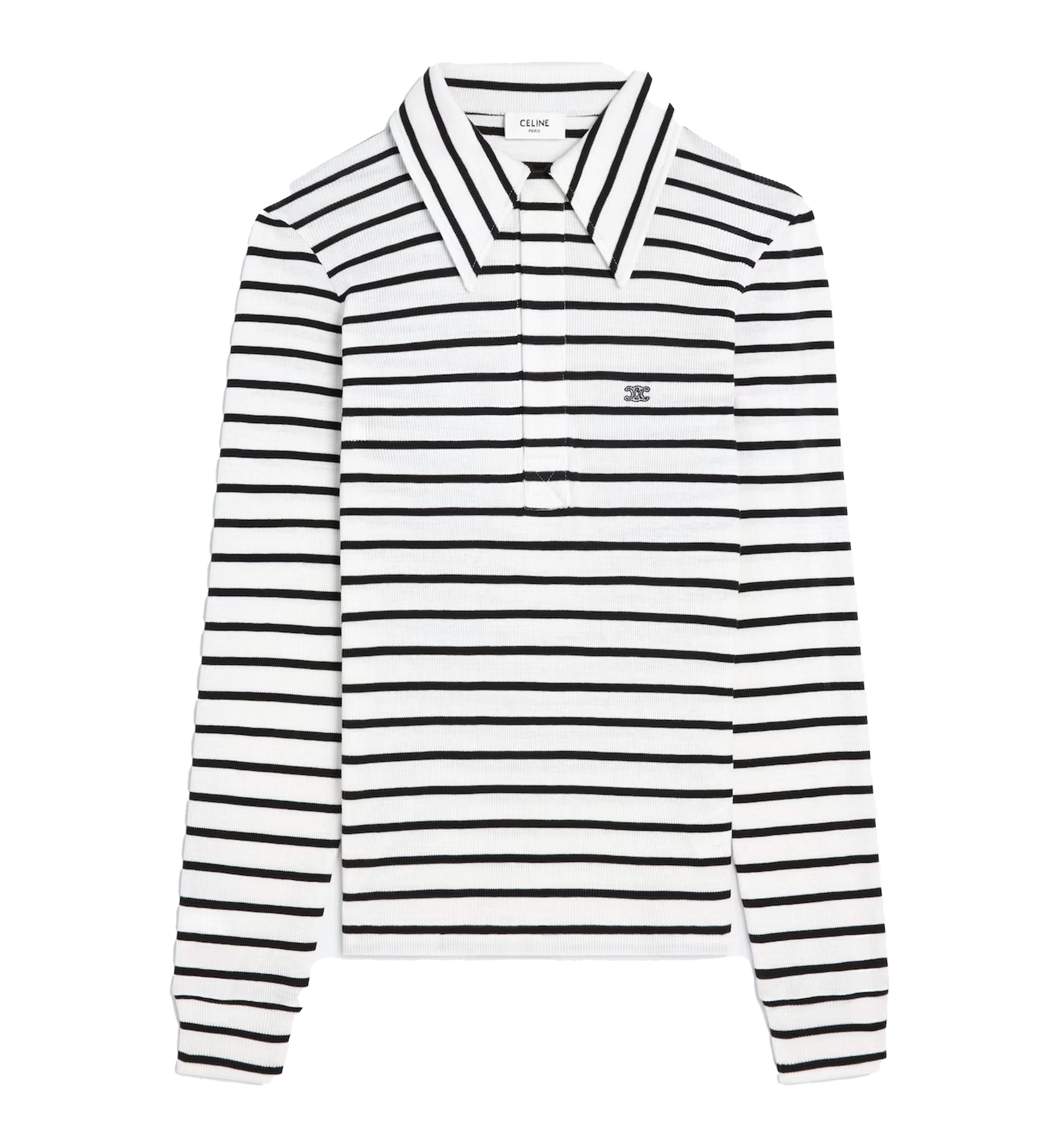 Polo shirt in striped silk jersey