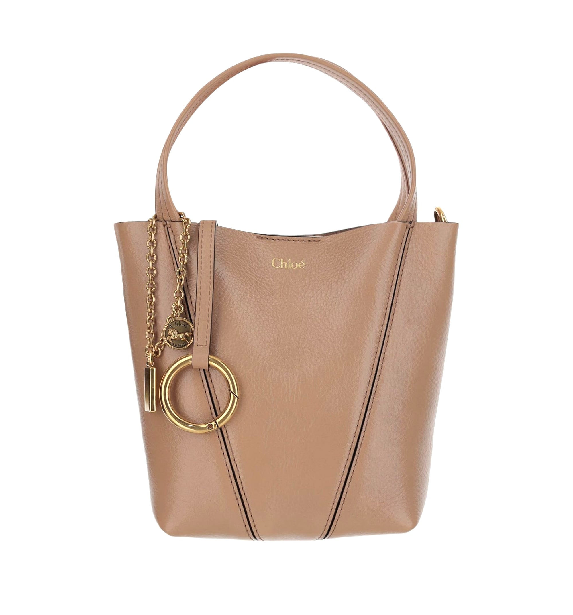 Small Chloé Spin Tote Bag In Grained Leather