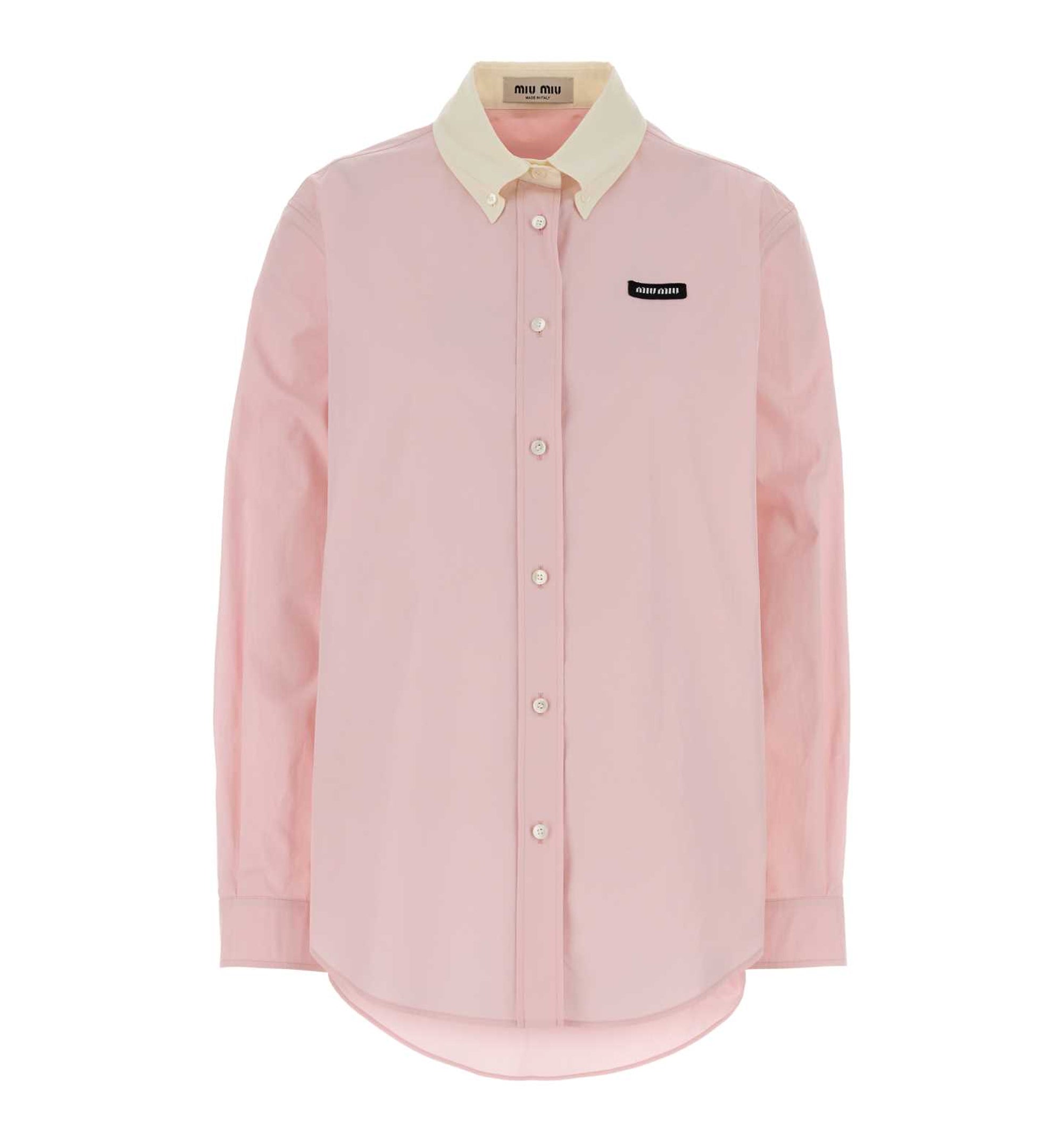 Cotton Poplin Shirt With Logo Patch