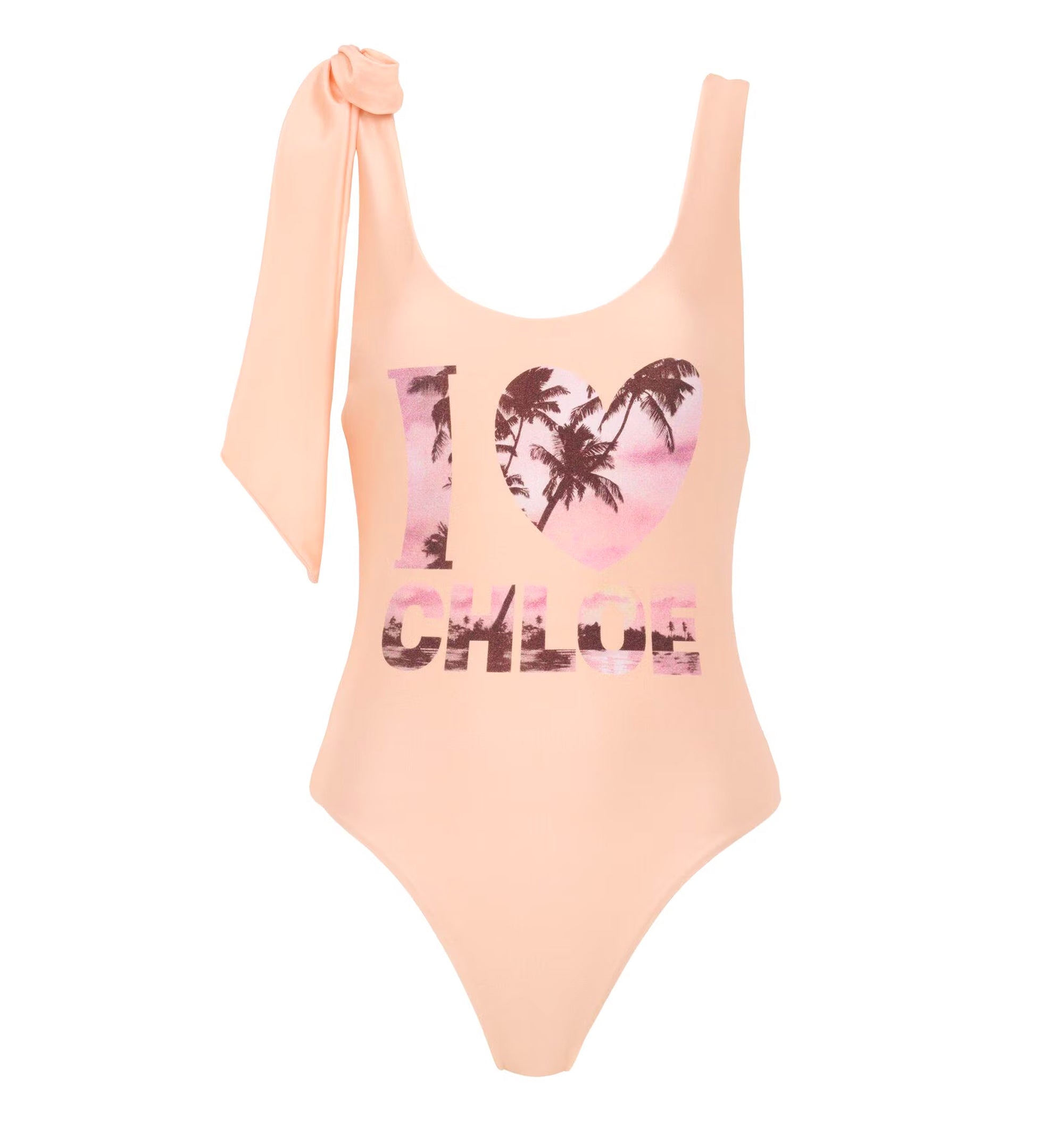 Knotted-strap one-piece logo swimsuit