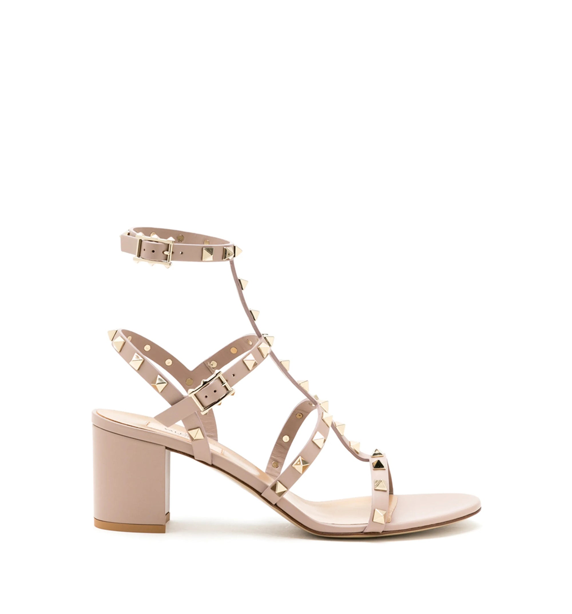 Rockstud Calfskin Ankle Strap Sandal 60 Mm