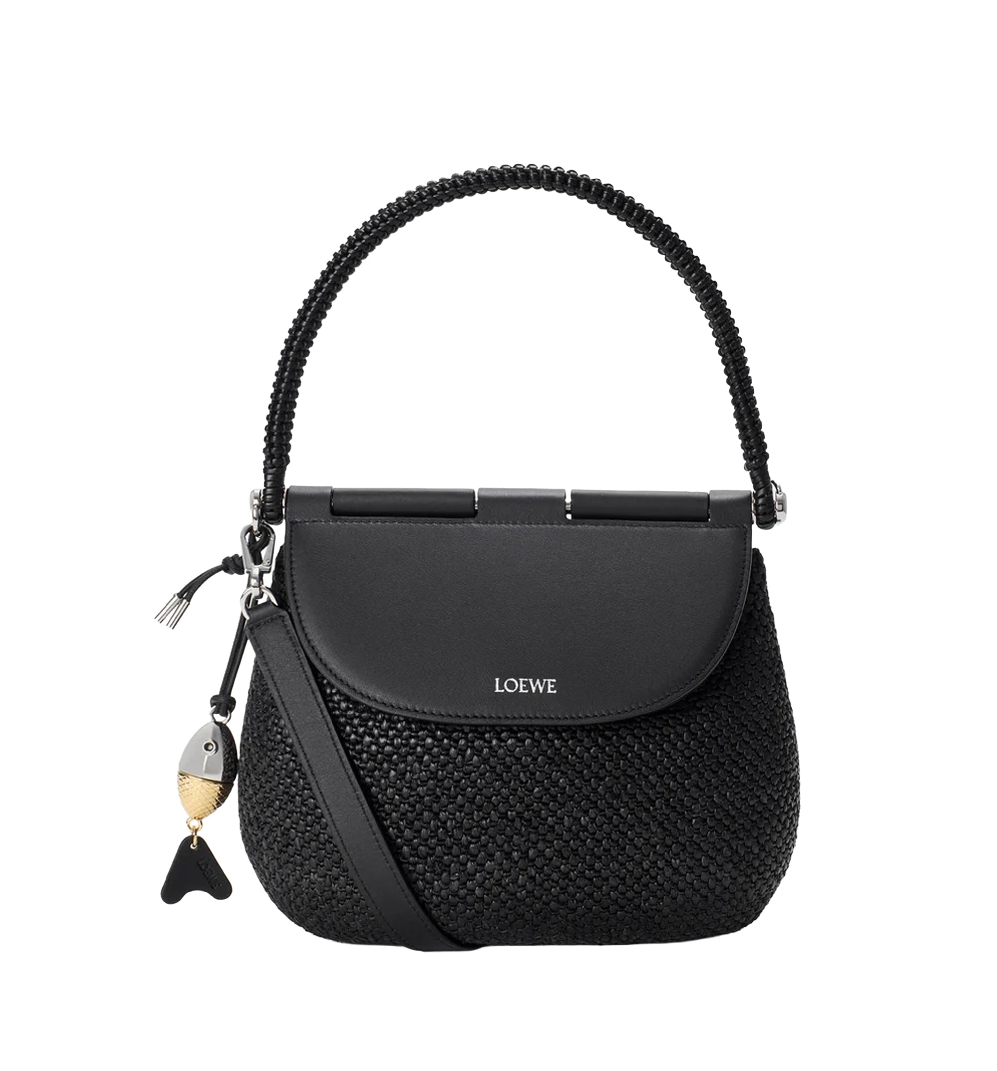 Medium Pescador Bag In Raffia And Calfskin