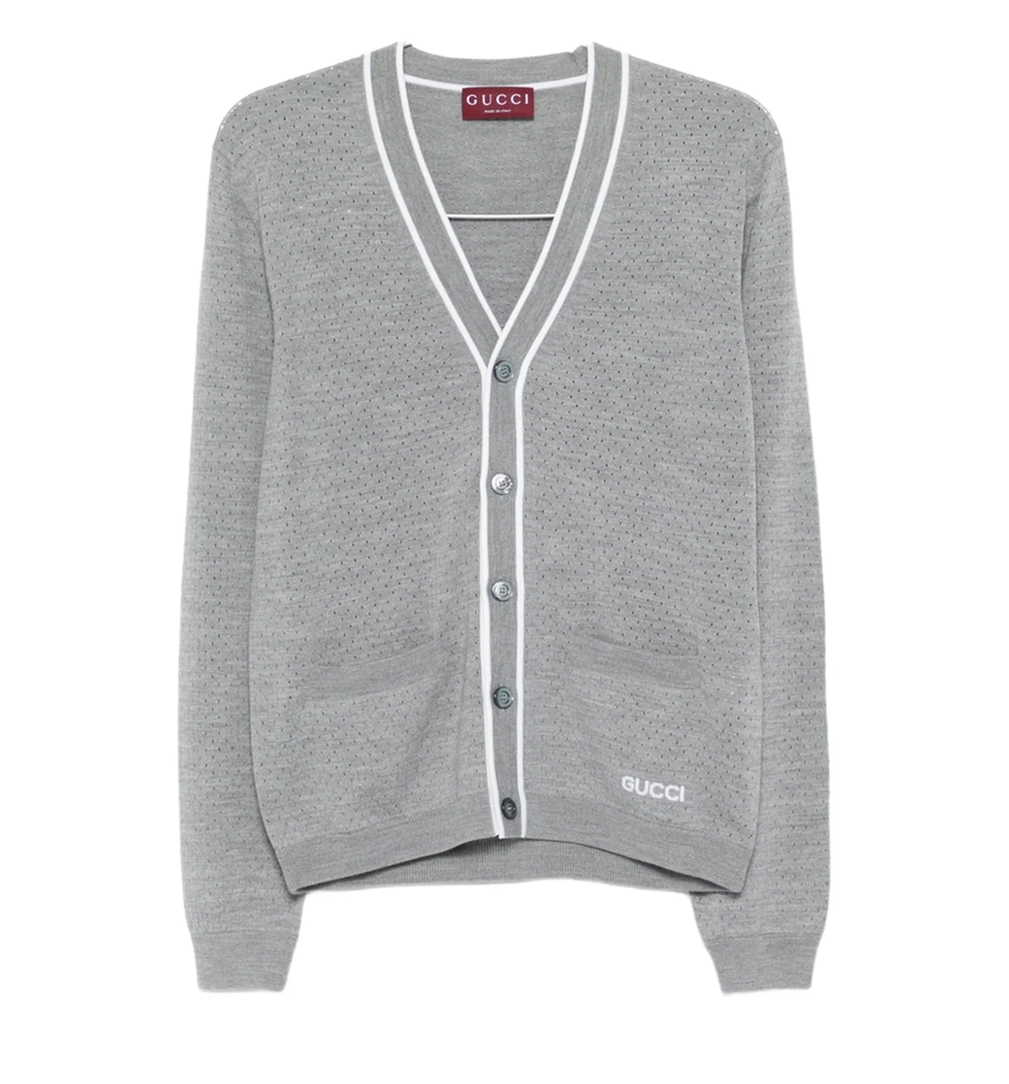 Wool Knit Cardigan With Intarsia