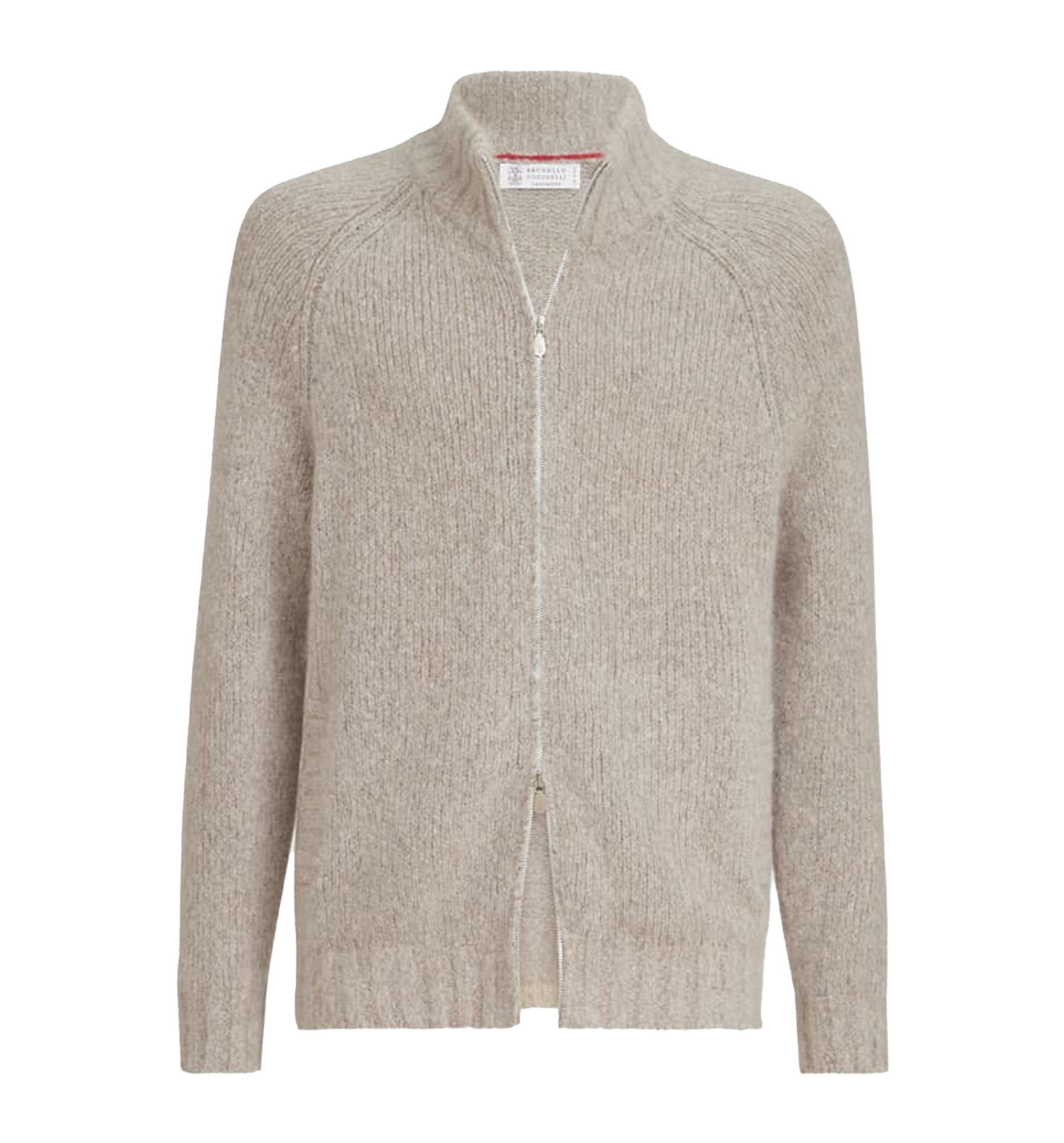 Cashmere and silk high-neck cardigan with zipper