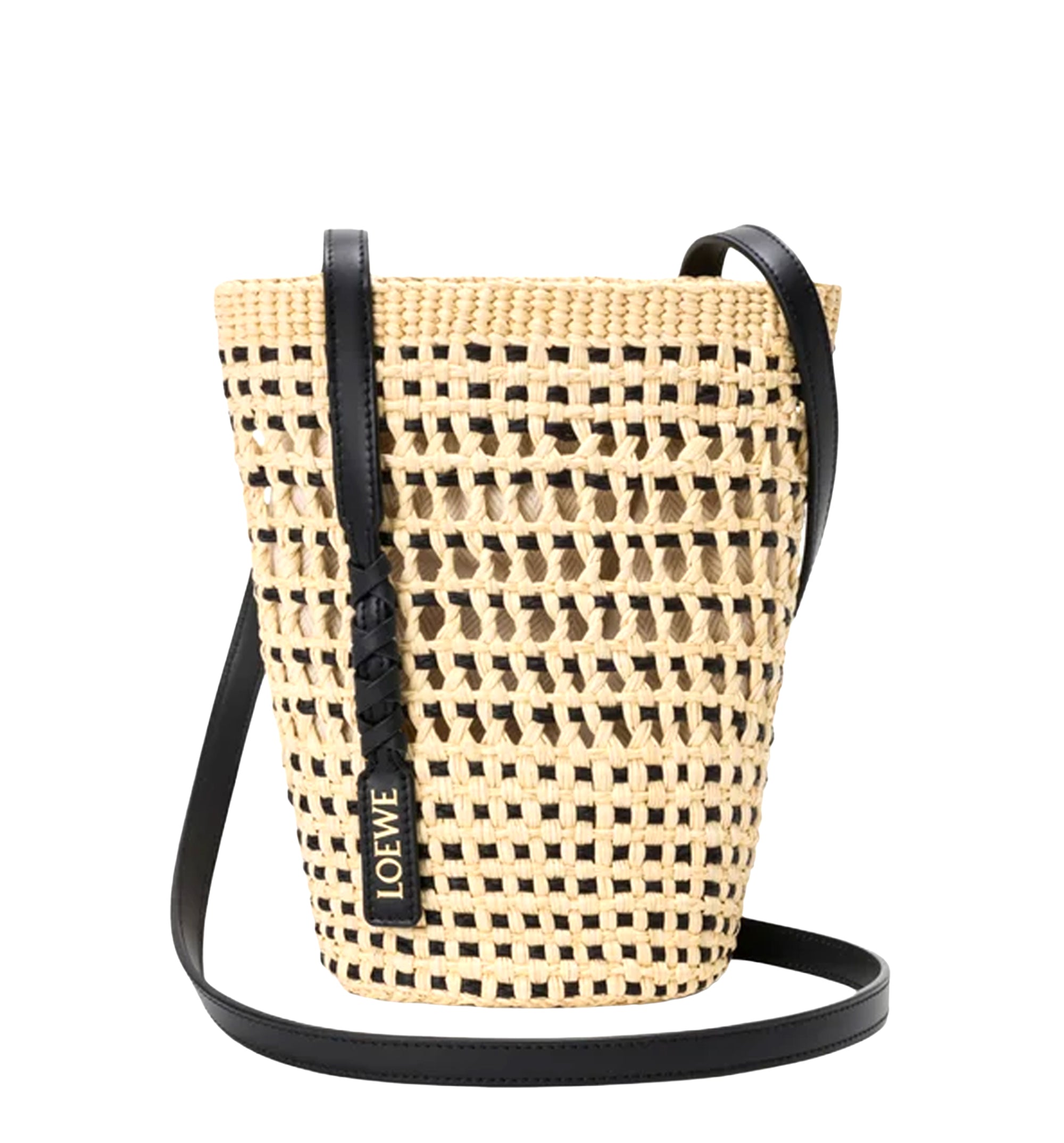 Braid pocket in iraca palm and calfskin