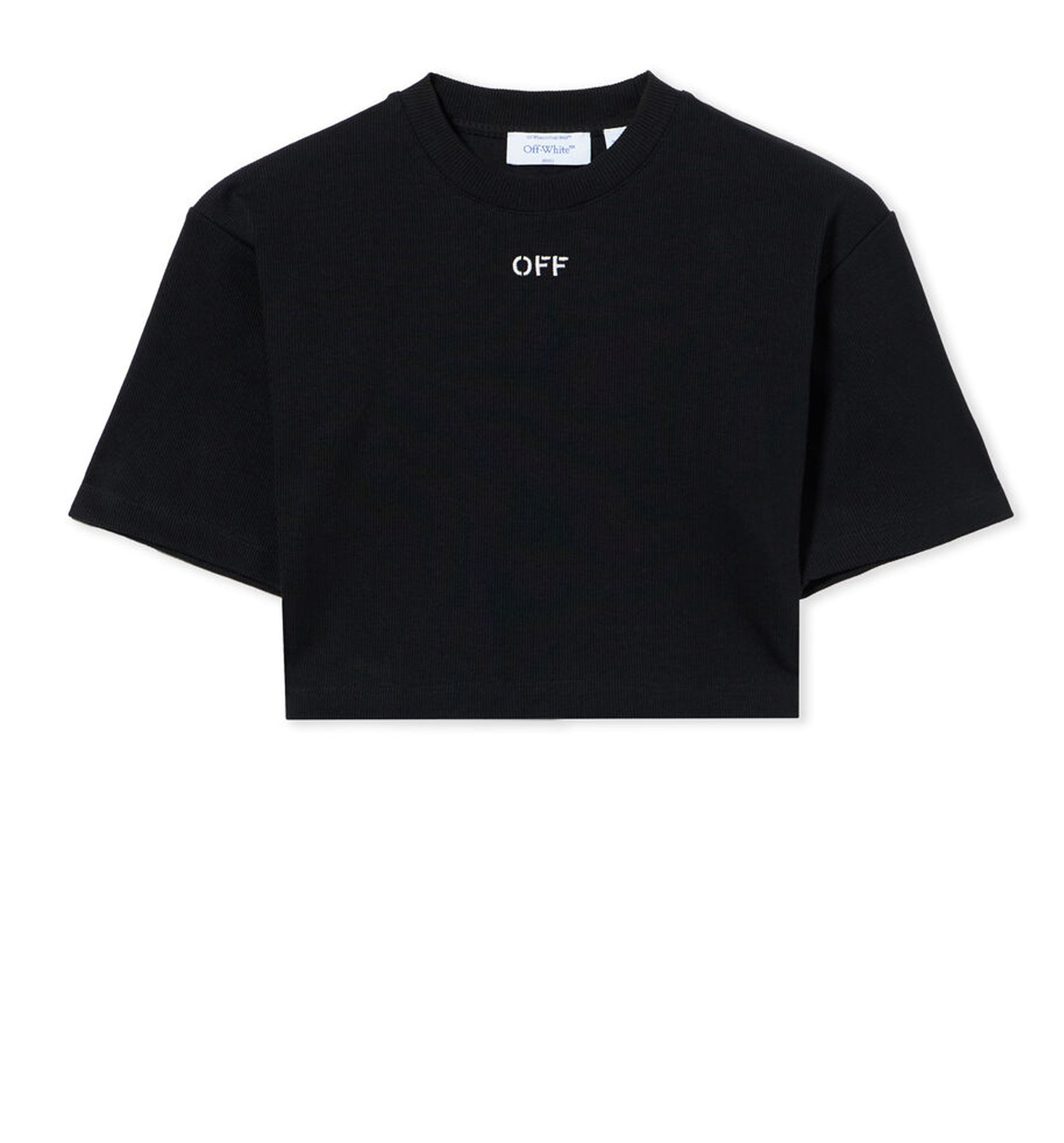 Off Stamp Ribbed Cropped T-Shirt