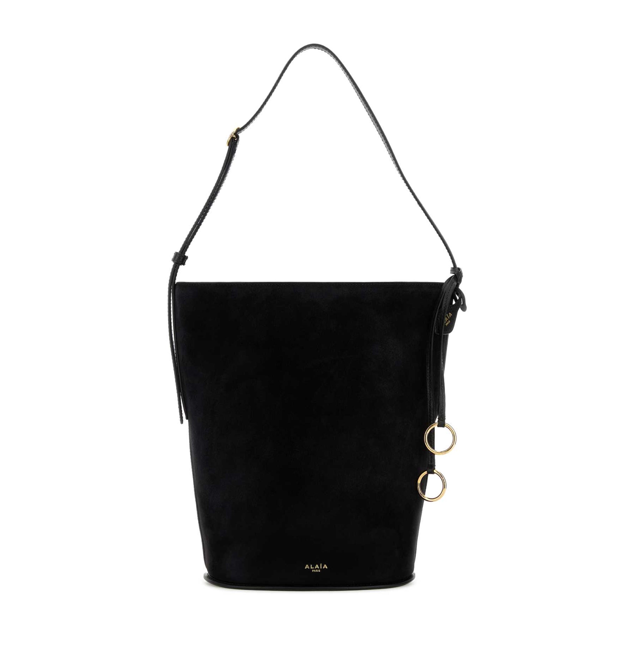 Hip Small Bucket Bi-Material Bag In Leather