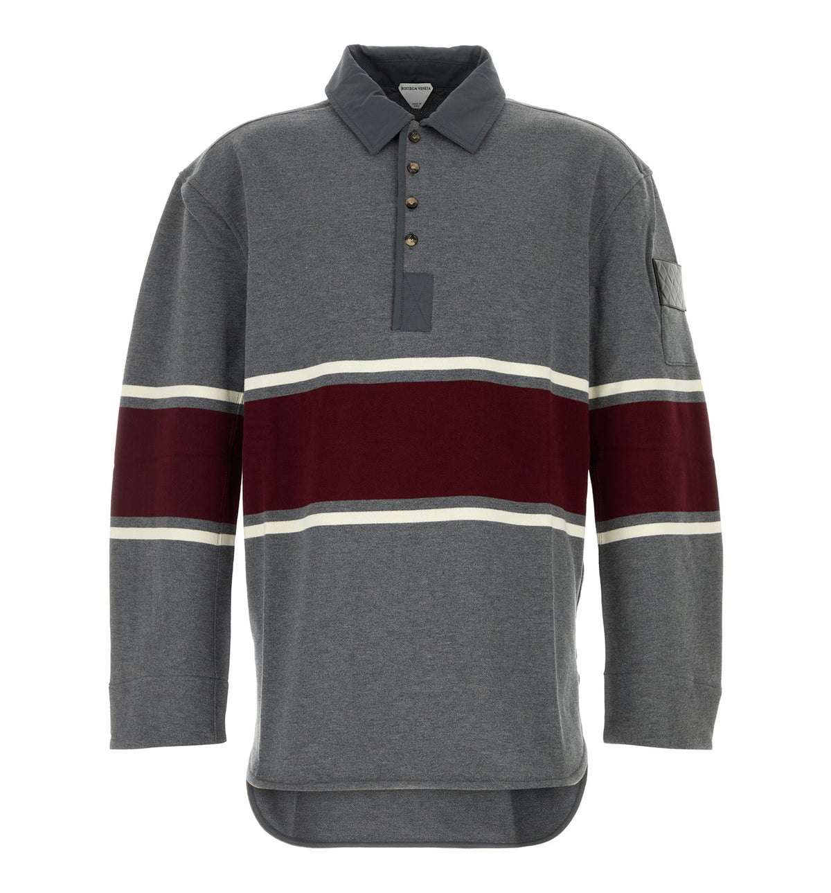 Oversized Two-Tone Striped Cotton Long-Sleeve Polo