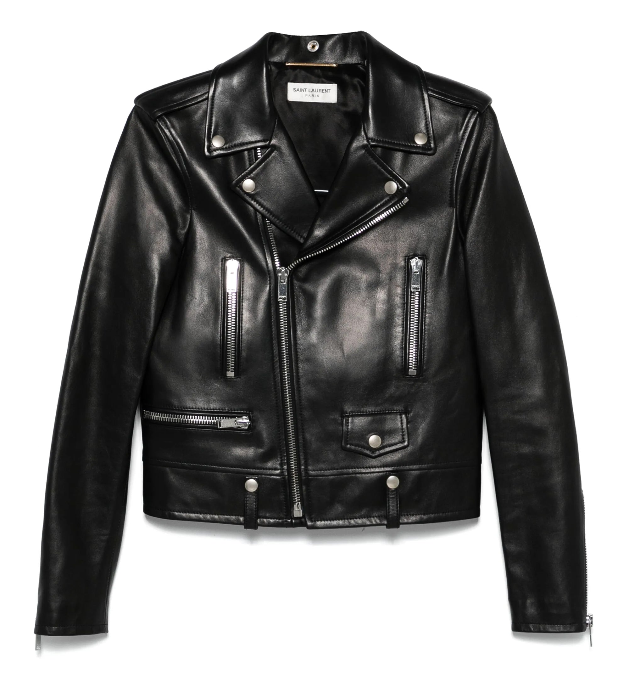 Slim-Fit Leather Biker Jacket