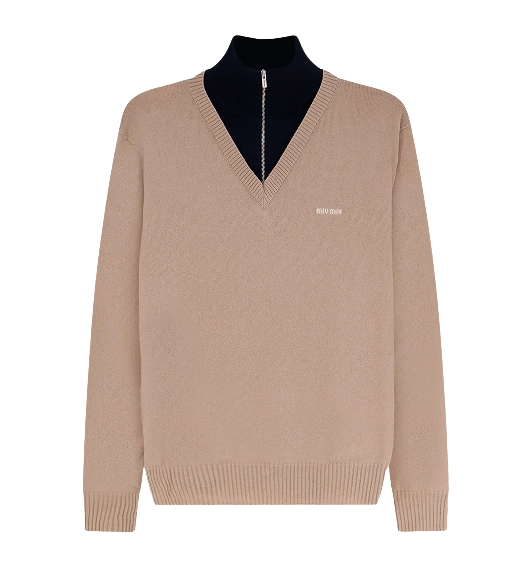 Cashmere sweater with logo inlay