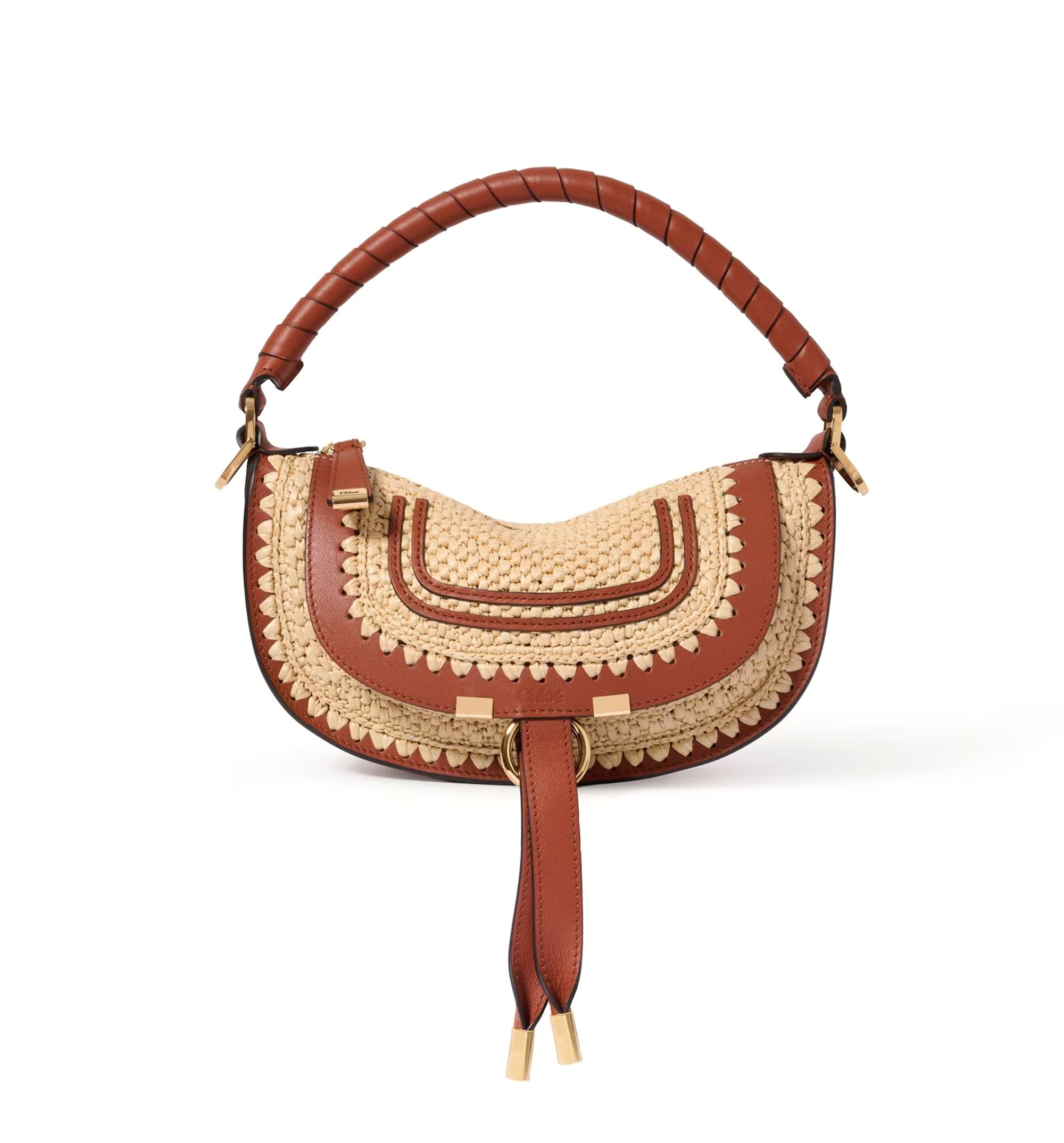 Mini Marcie shoulder bag in raffia-effect