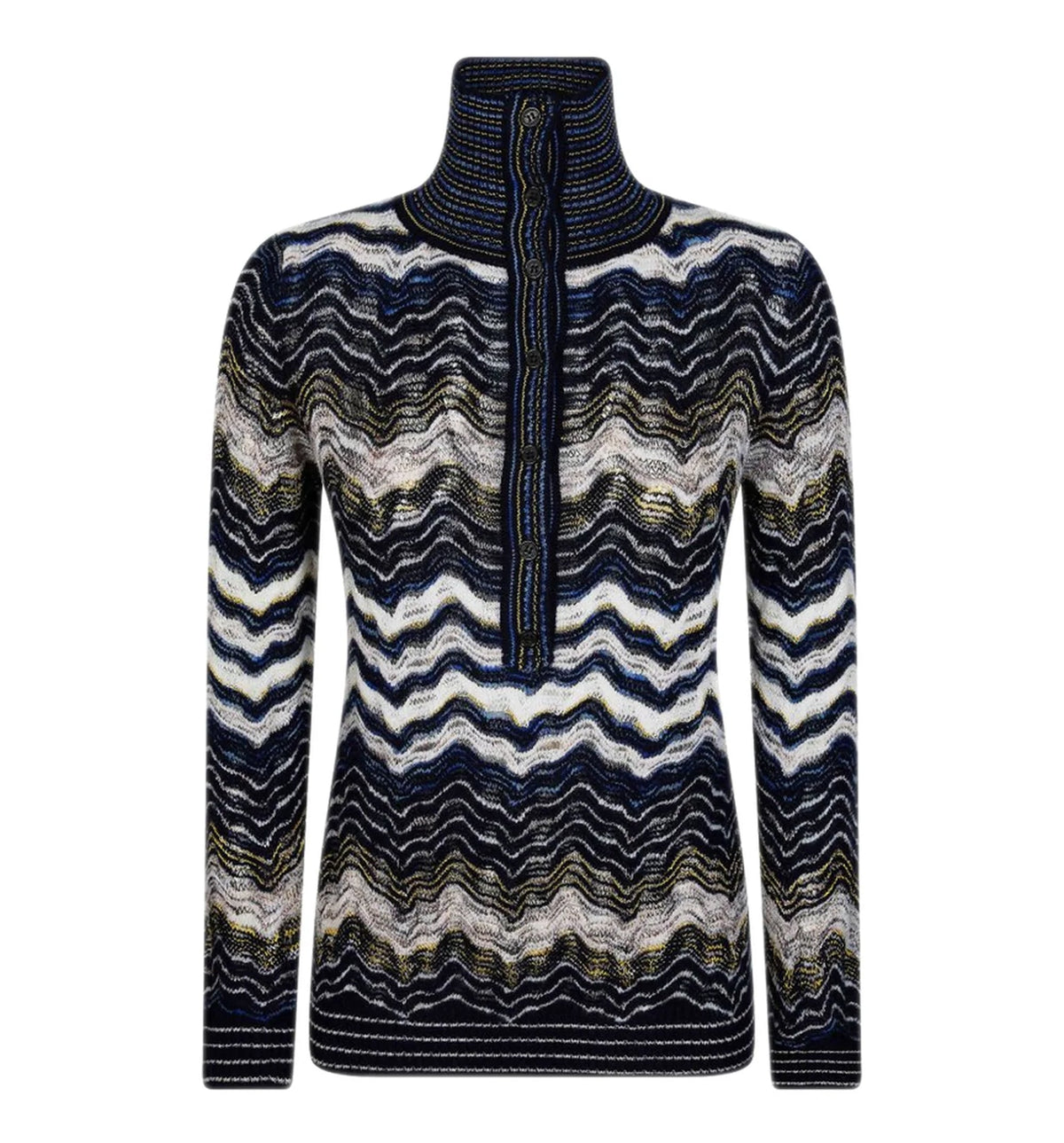 Navy Zig Zag Motif Polo Shirt