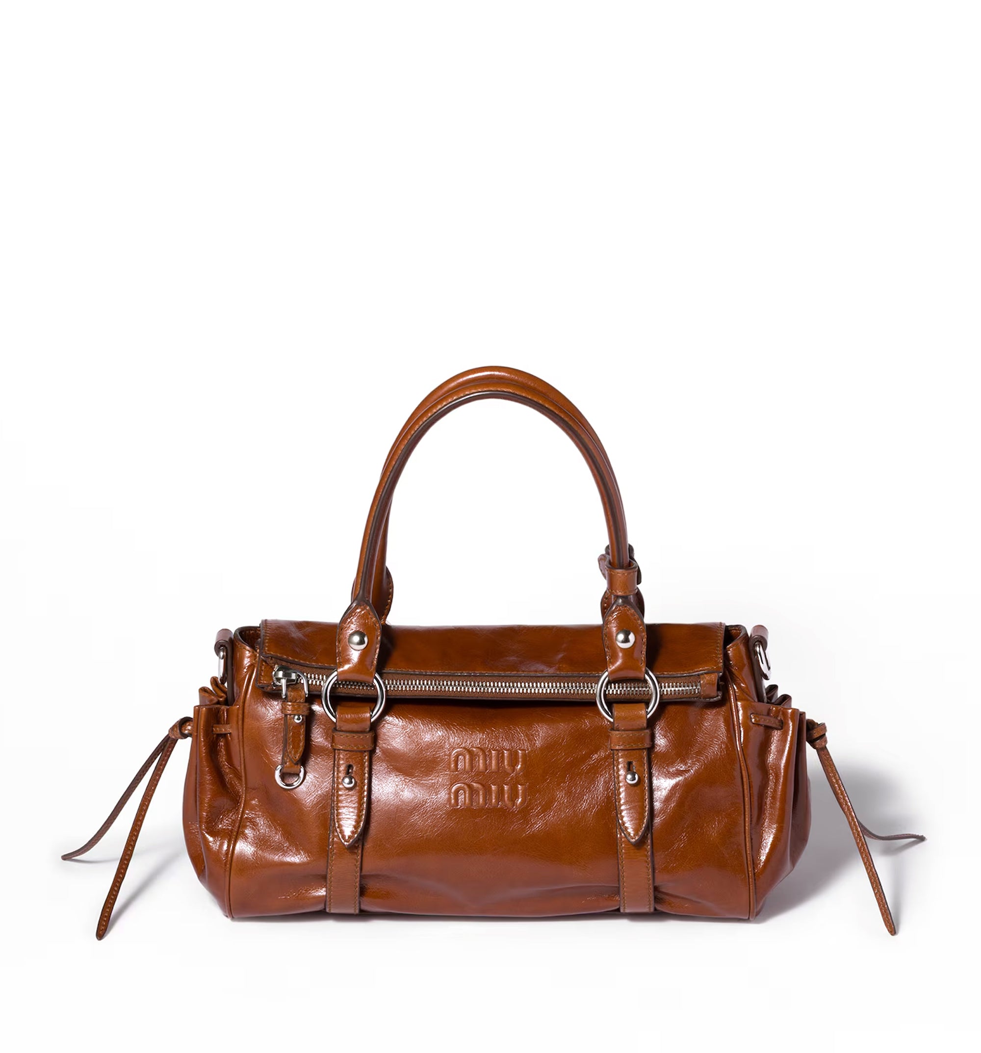 Glossy leather handbag