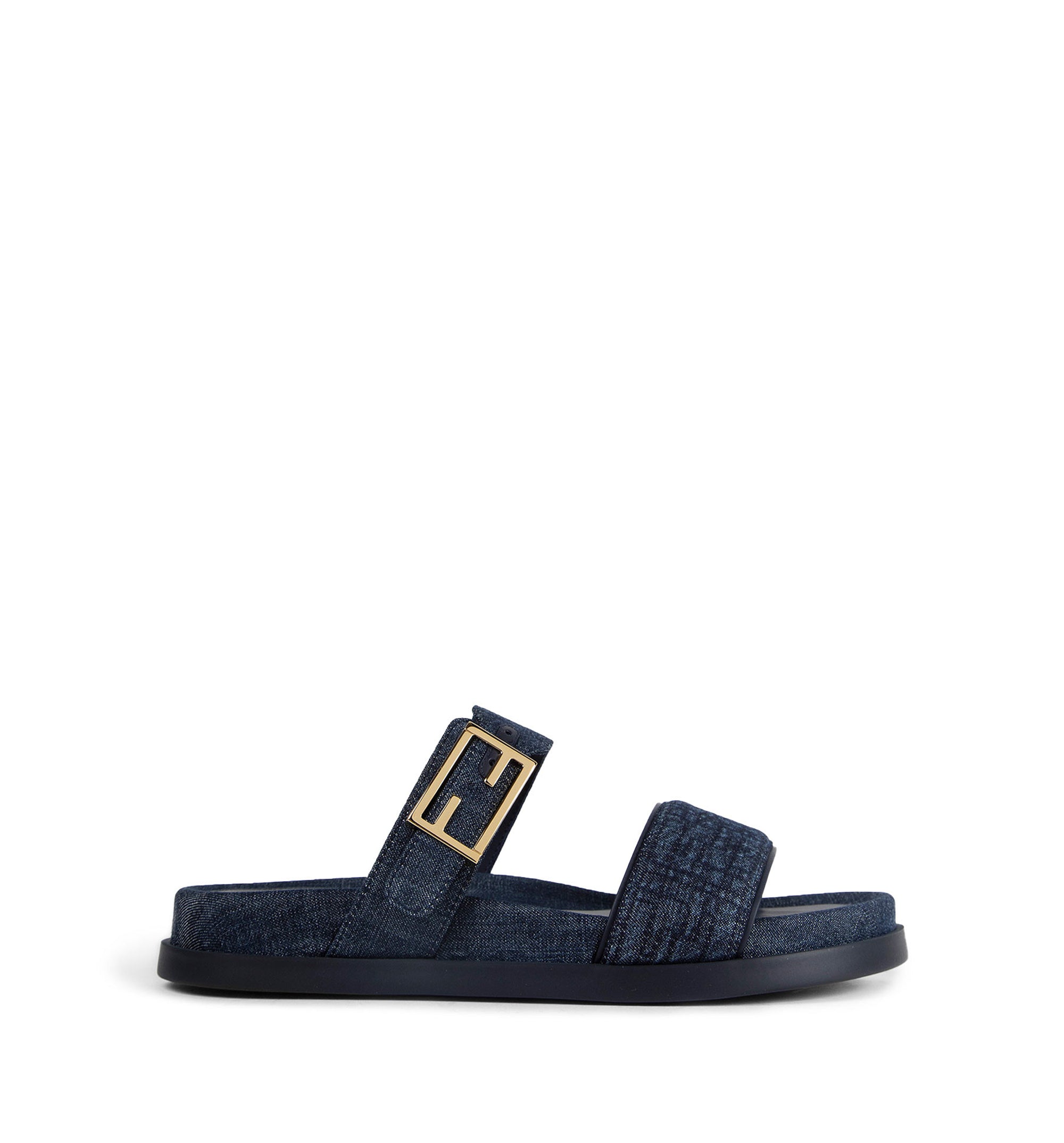 Fendi Feel Dark Blue Denim Fabric Slides