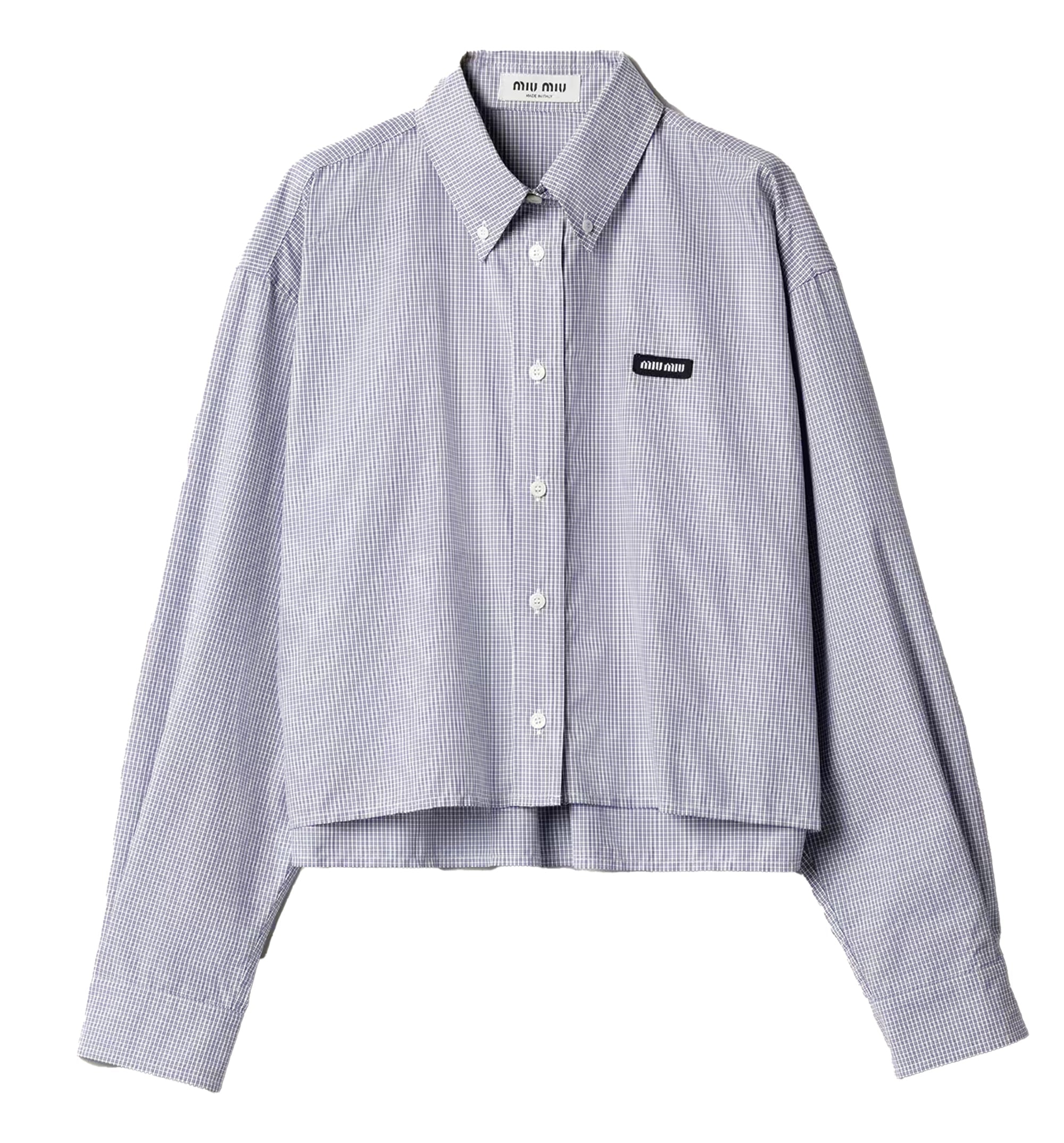 Check Motif Logo Cotton Shirt