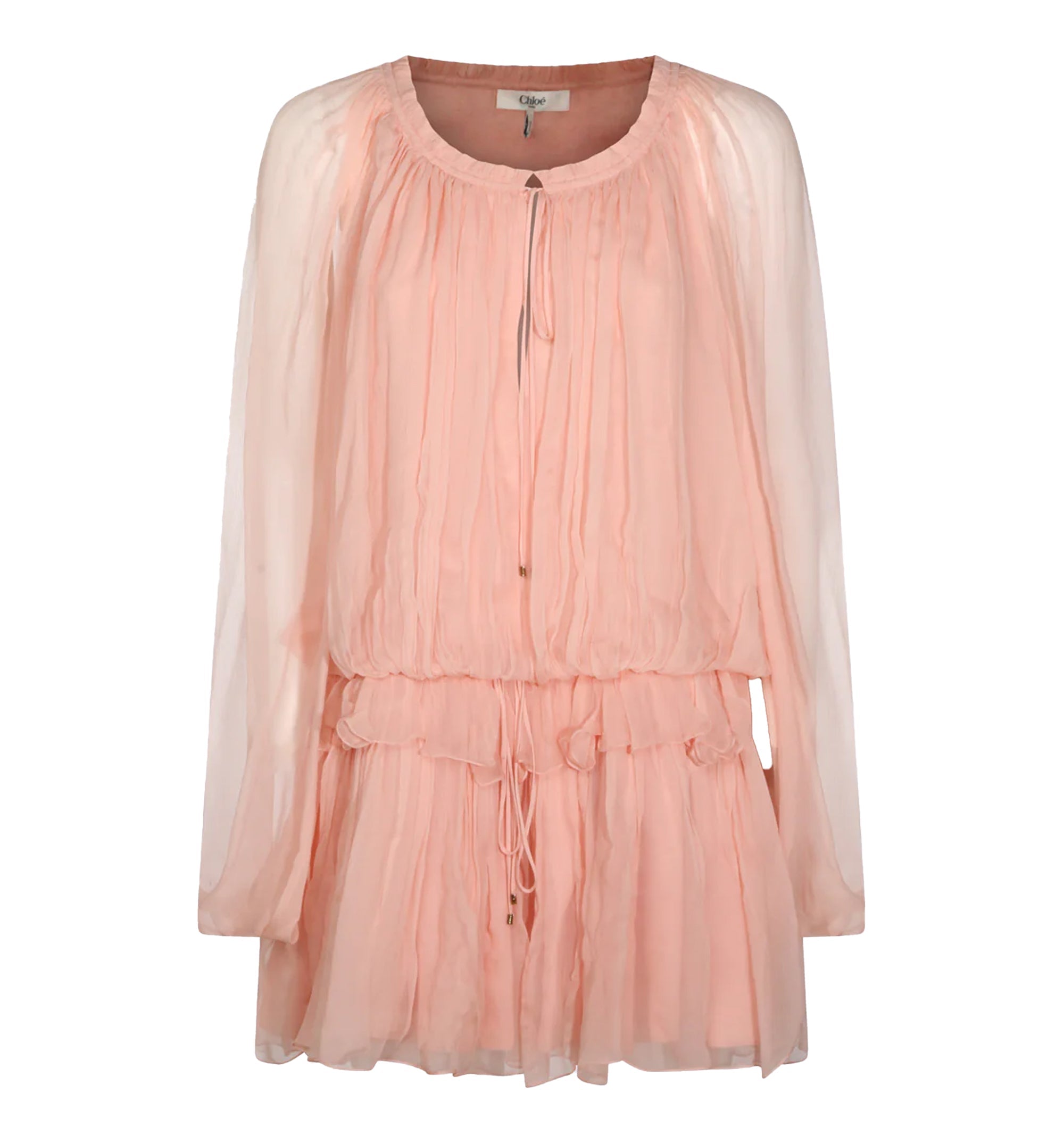 Mini Cape Dress In Silk Mousseline