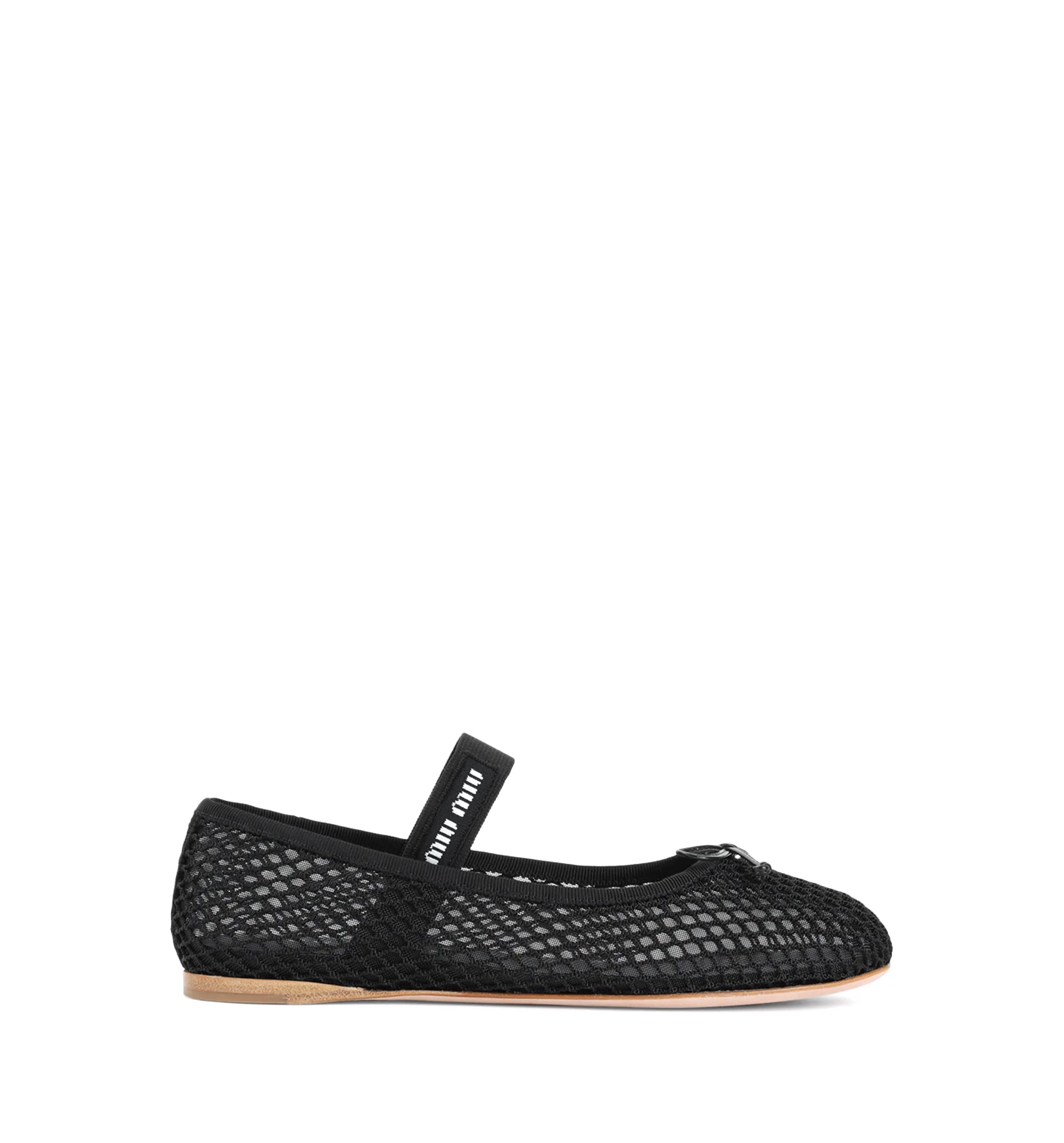 Mesh Fabric Ballerinas - Black