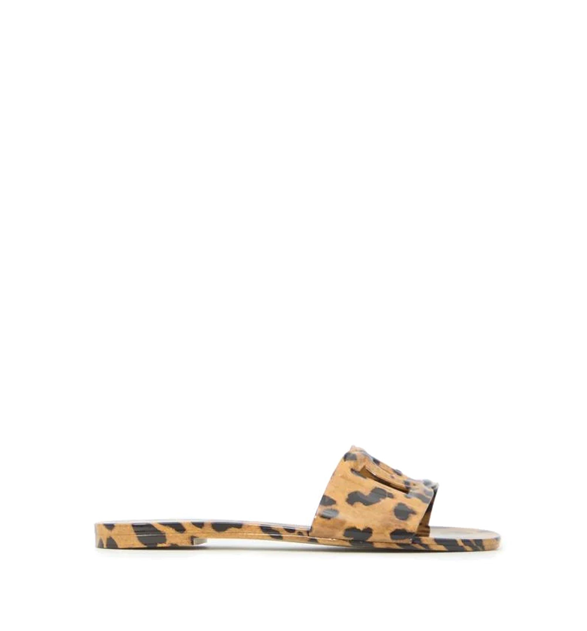 Leo-Print Rubber Beachwear Slides