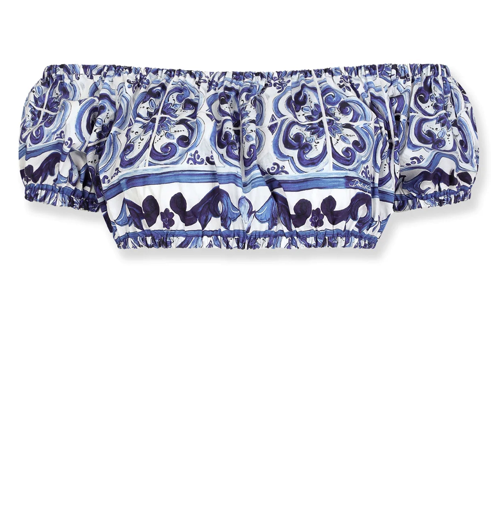 Majolica-Print Poplin Top