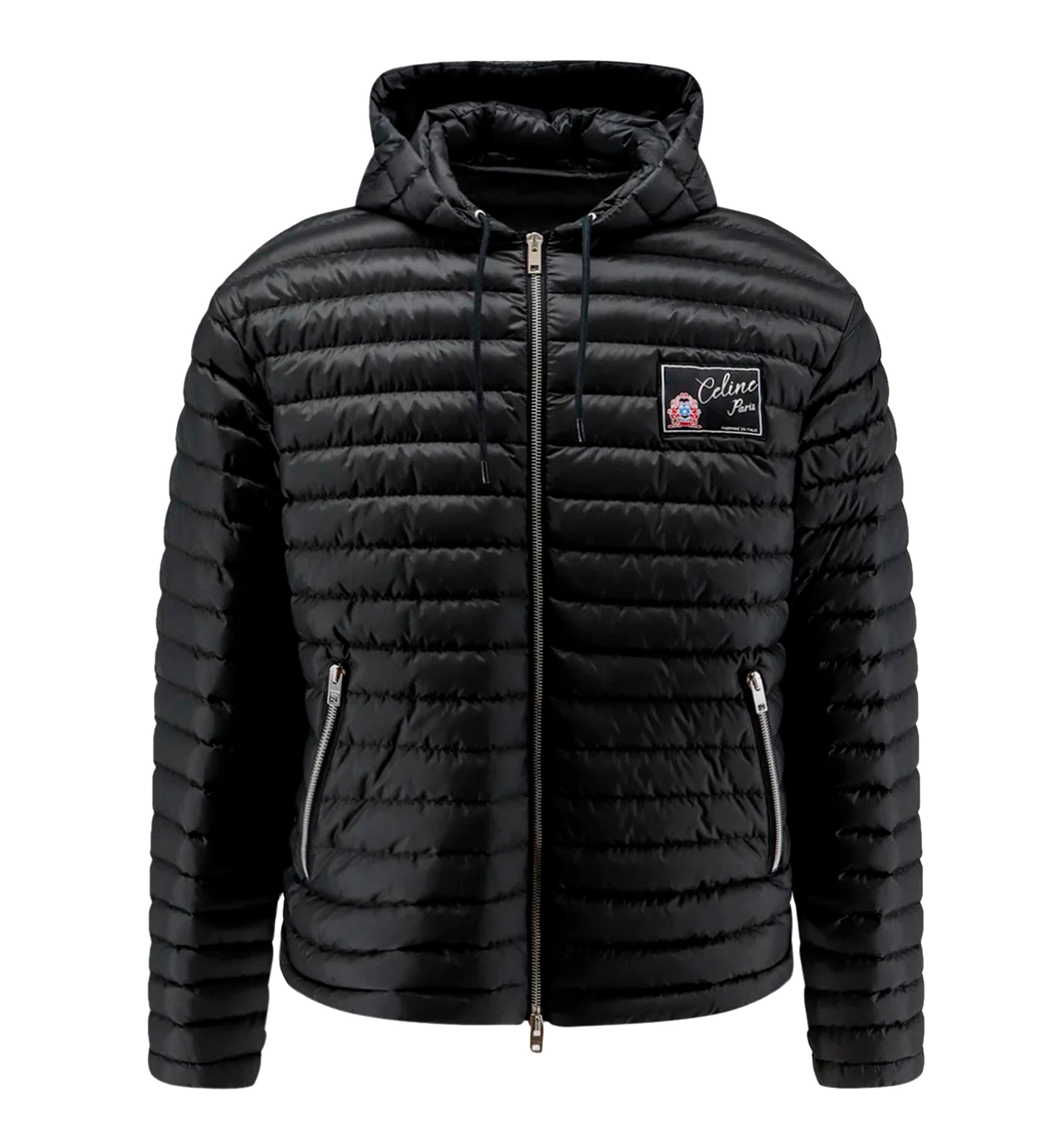 Hooded quilted down jacket