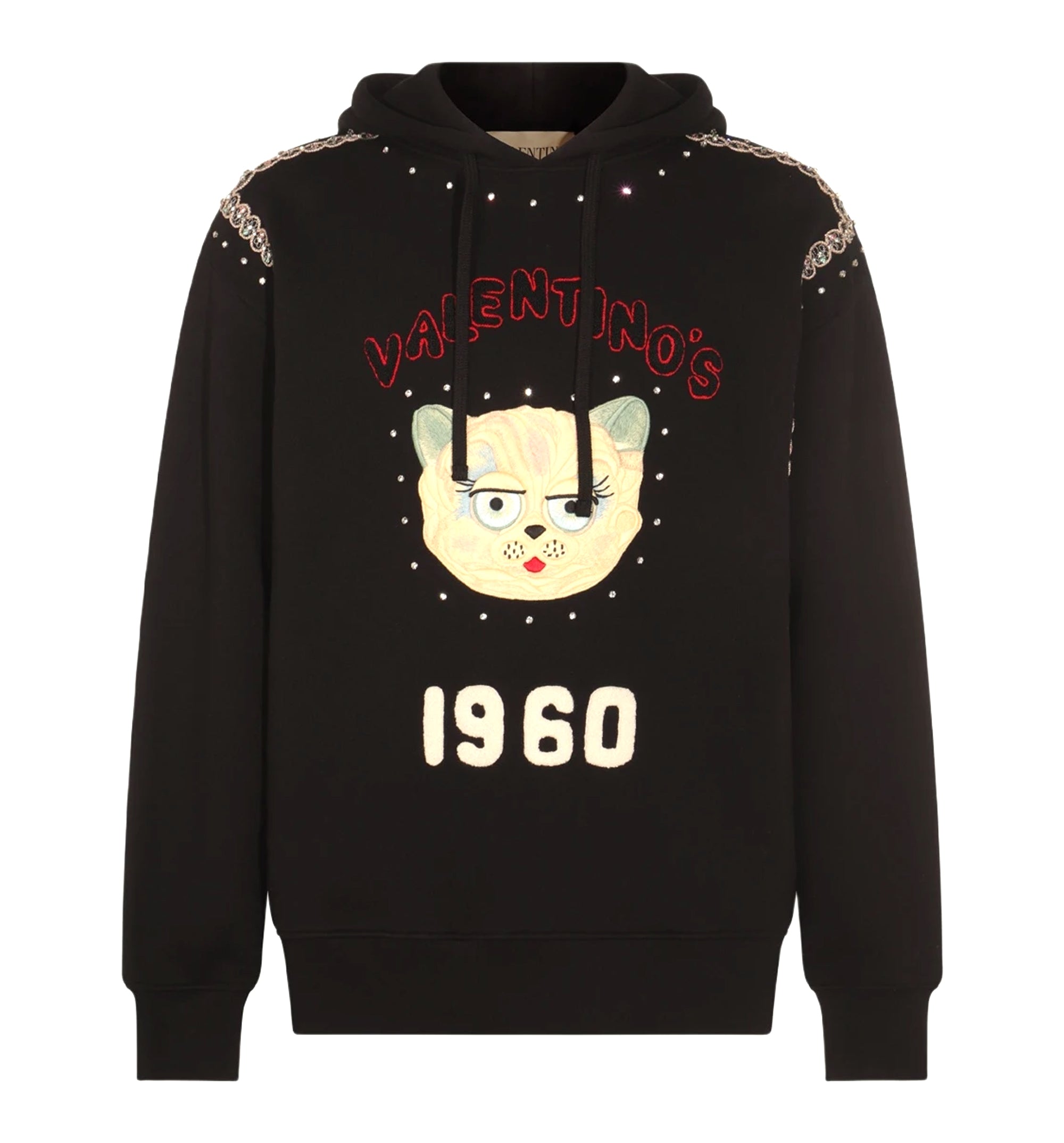 Cotton Hooded Sweatshirt with Chez Valentino Print