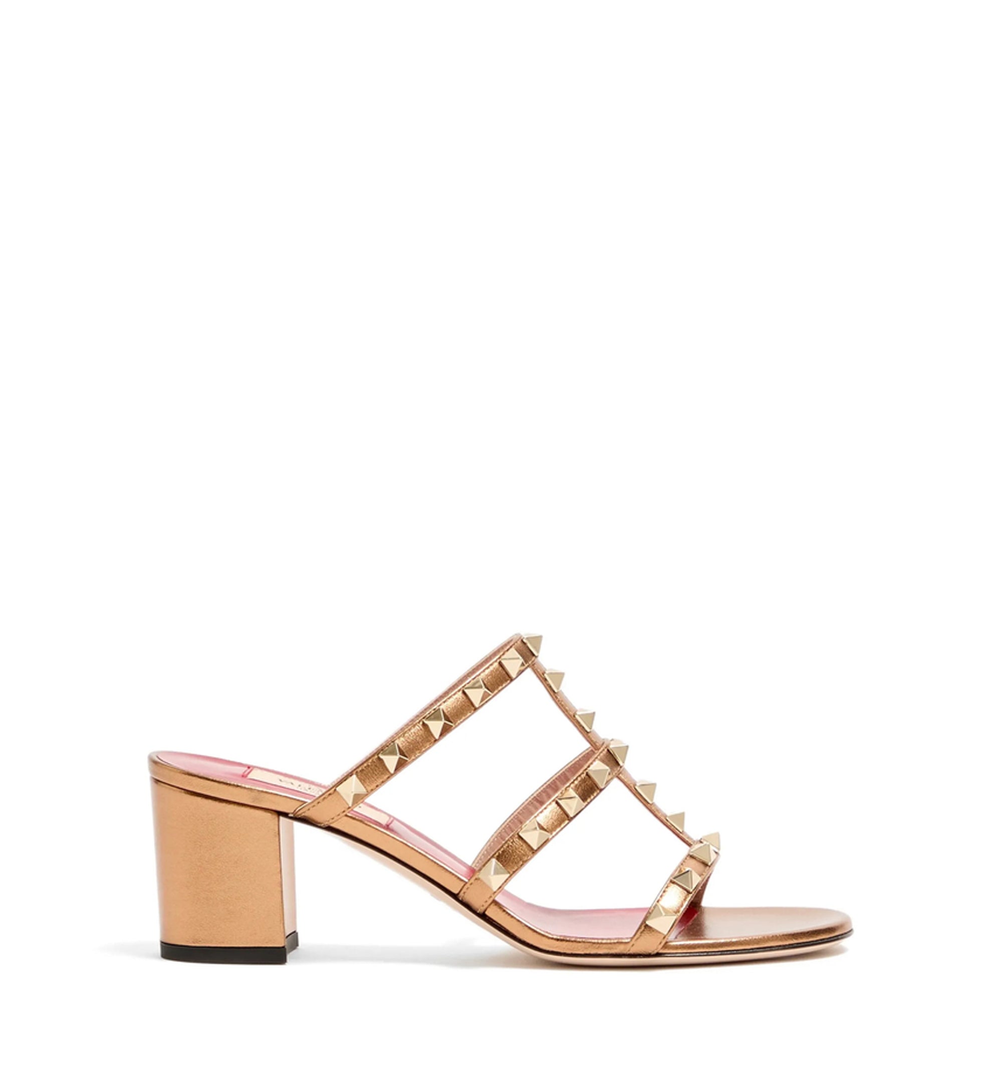 Rockstud Slide Sandals In Laminated Nappa Leather 60 Mm