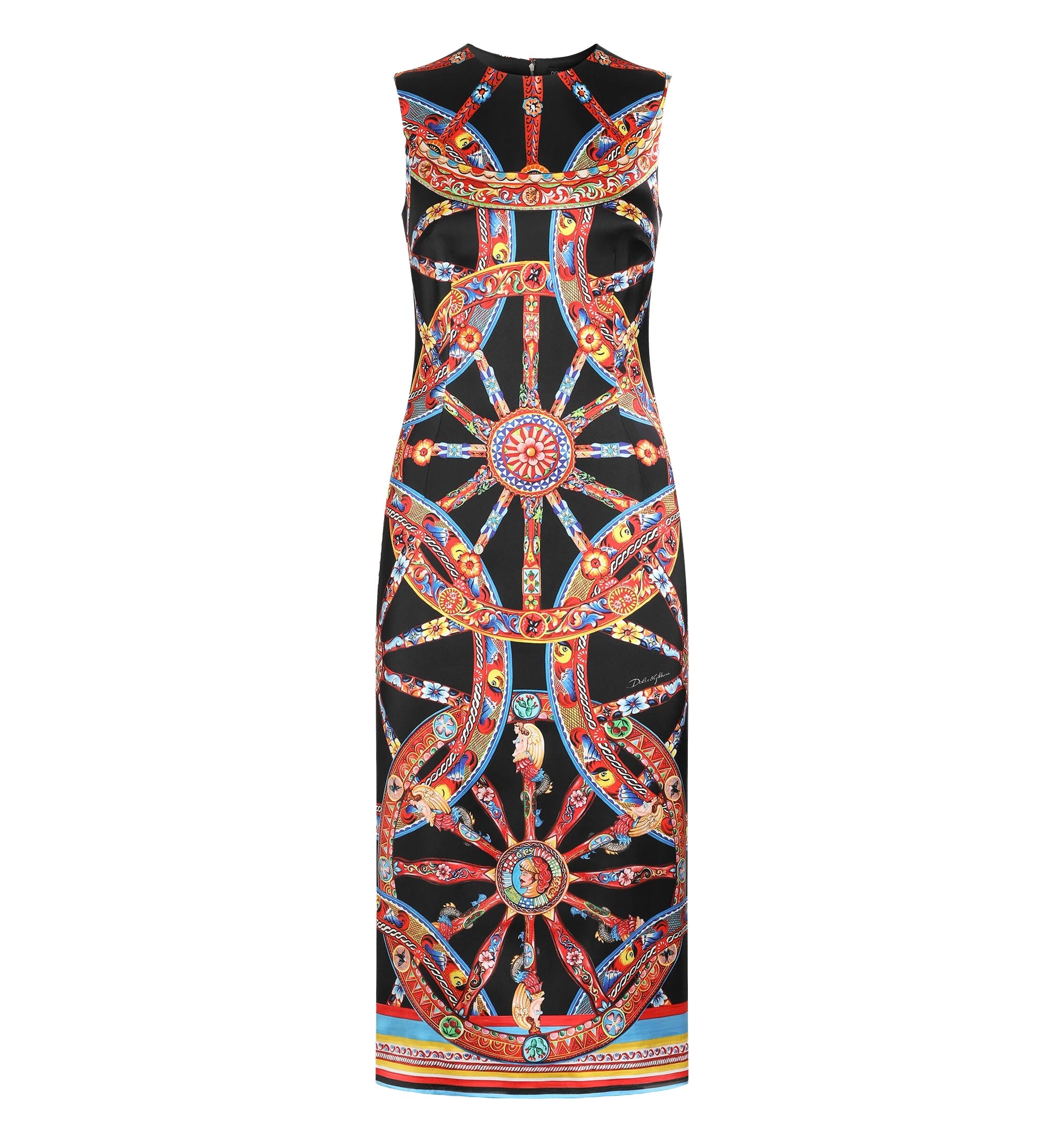 Carretto-Print Satin Dress