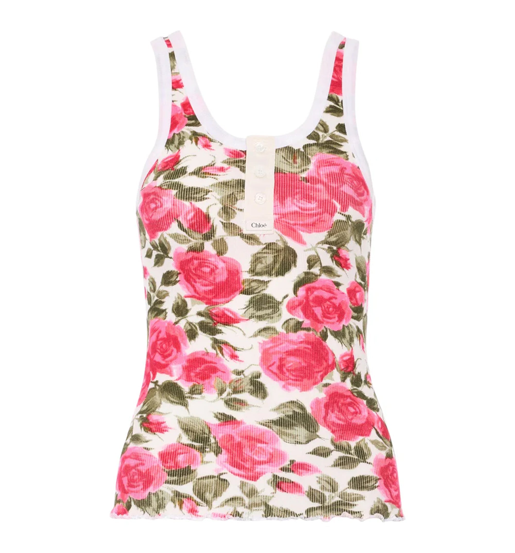 Henley Tank Top In Cotton Jersey